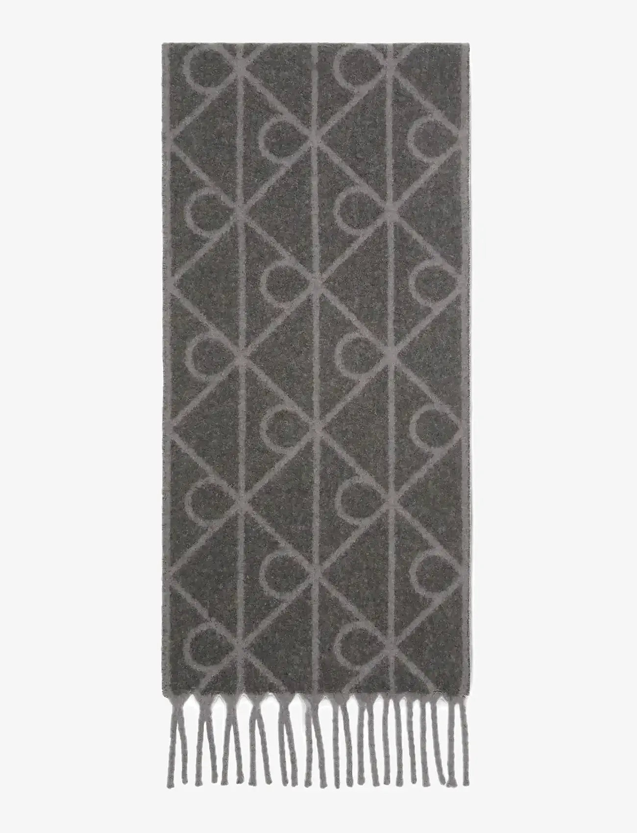 Calvin Klein - EMBLEM AOP BRUSHED HW SCARF - halstørklæder - charcoal aop - 0