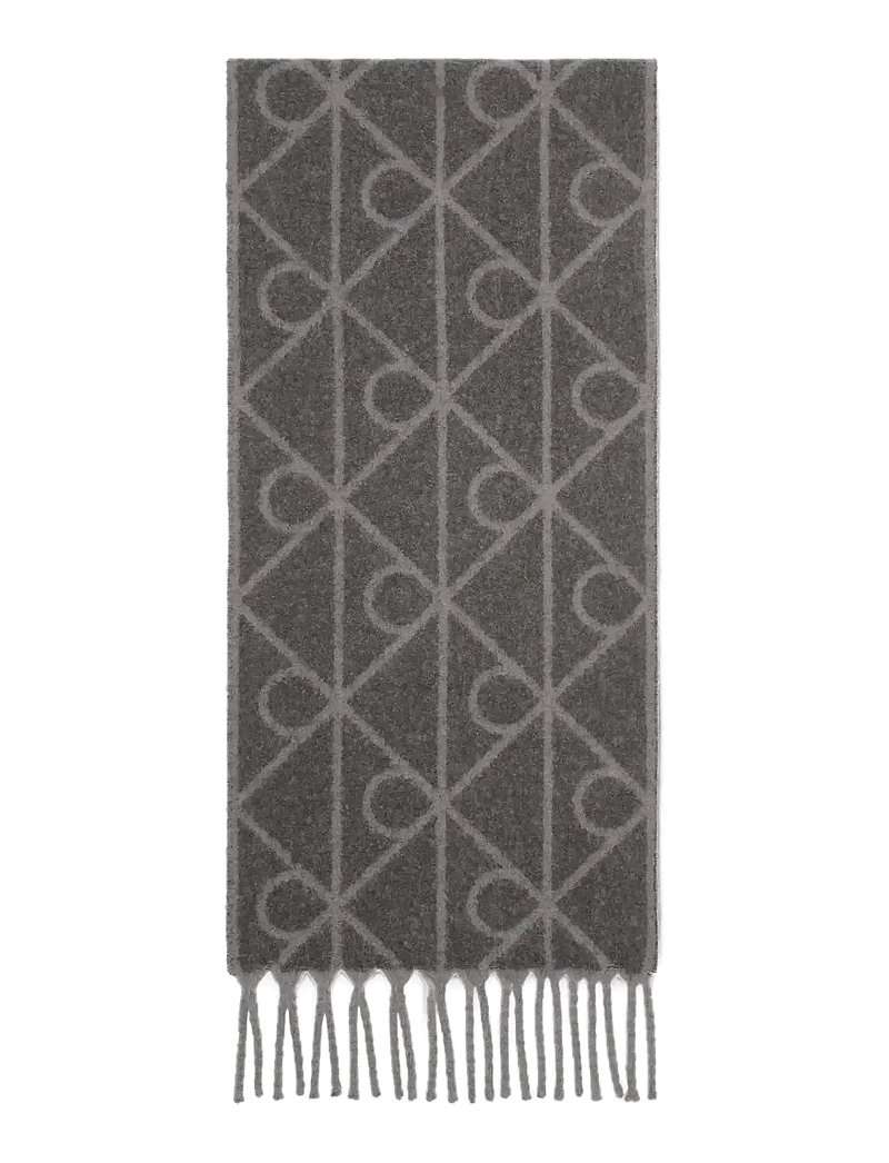 Calvin Klein - EMBLEM AOP BRUSHED HW SCARF - halstørklæder - charcoal aop - 0