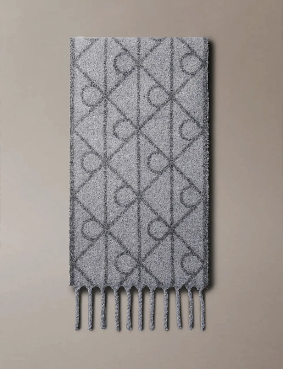 Calvin Klein - EMBLEM AOP BRUSHED HW SCARF - winterschals - charcoal aop - 1