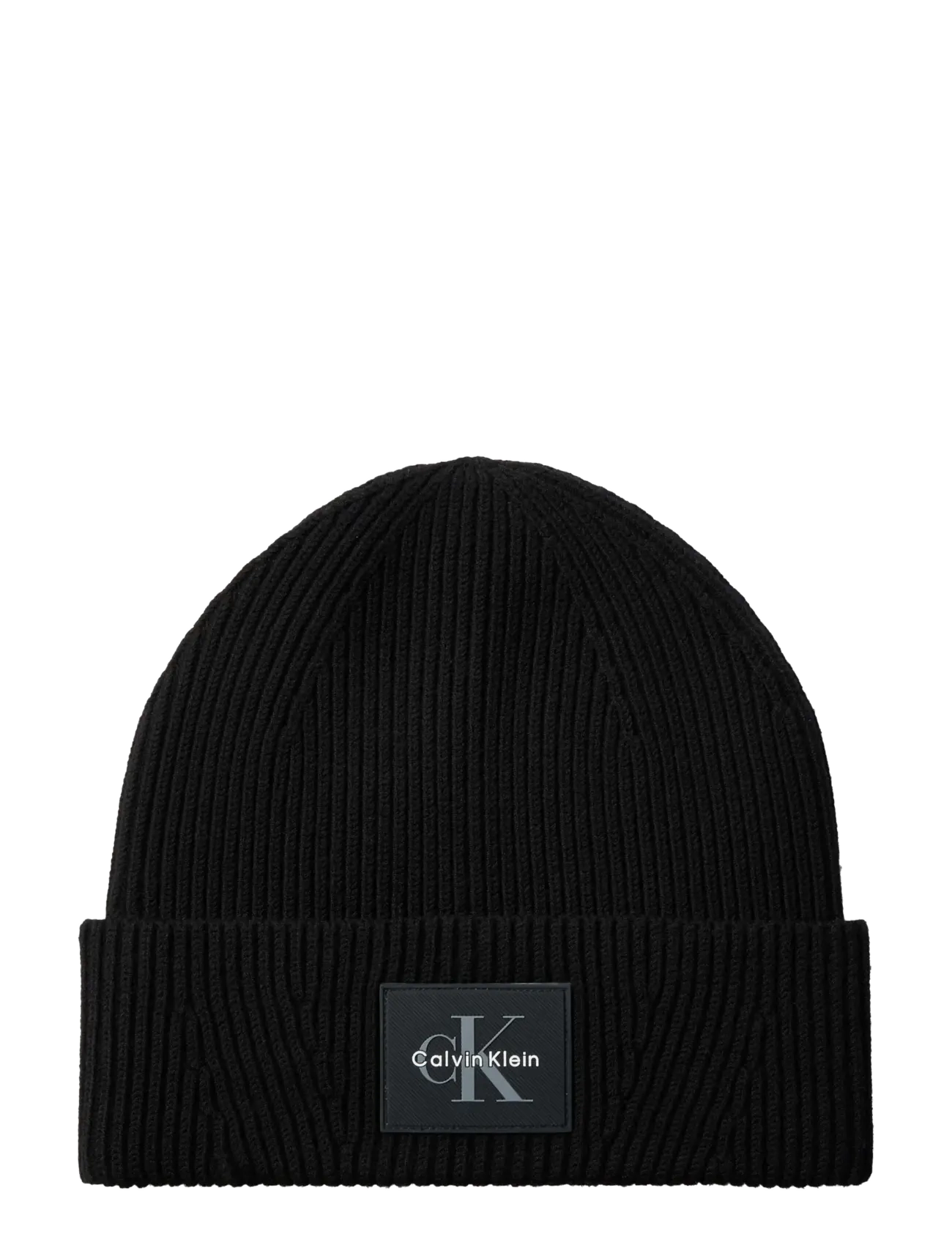 Calvin Klein MONO﻿LOGO PATCH RIB BEANIE - Accessoires - BLACK / black