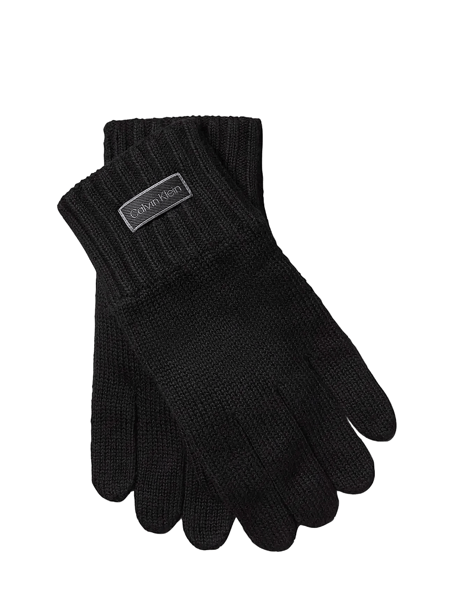 Calvin Klein - PATCH KNITTED GLOVES - shoppa efter tillfälle - black - 0