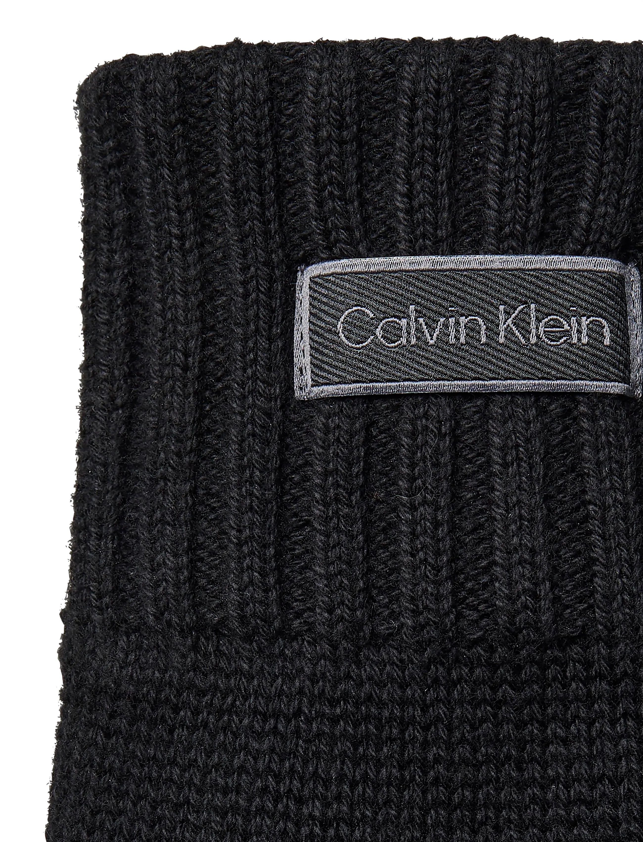Calvin Klein - PATCH K﻿NITTED GLOVES - black - 2