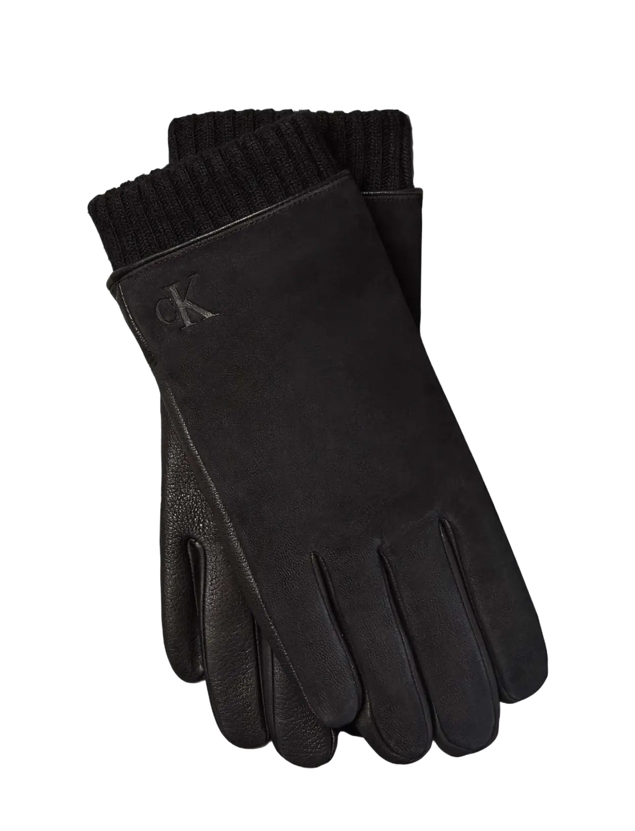 Calvin Klein MIX MEDIA CUFFED LEATH﻿ER GLOVES - Accessoires - BLACK / black