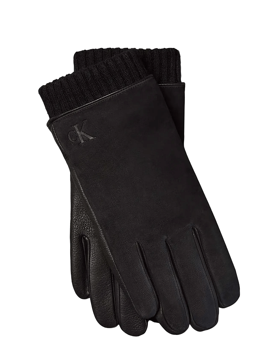 Calvin Klein - MIX MEDIA CUFFED LEATHER GLOVES - shoppa efter tillfälle - black - 0