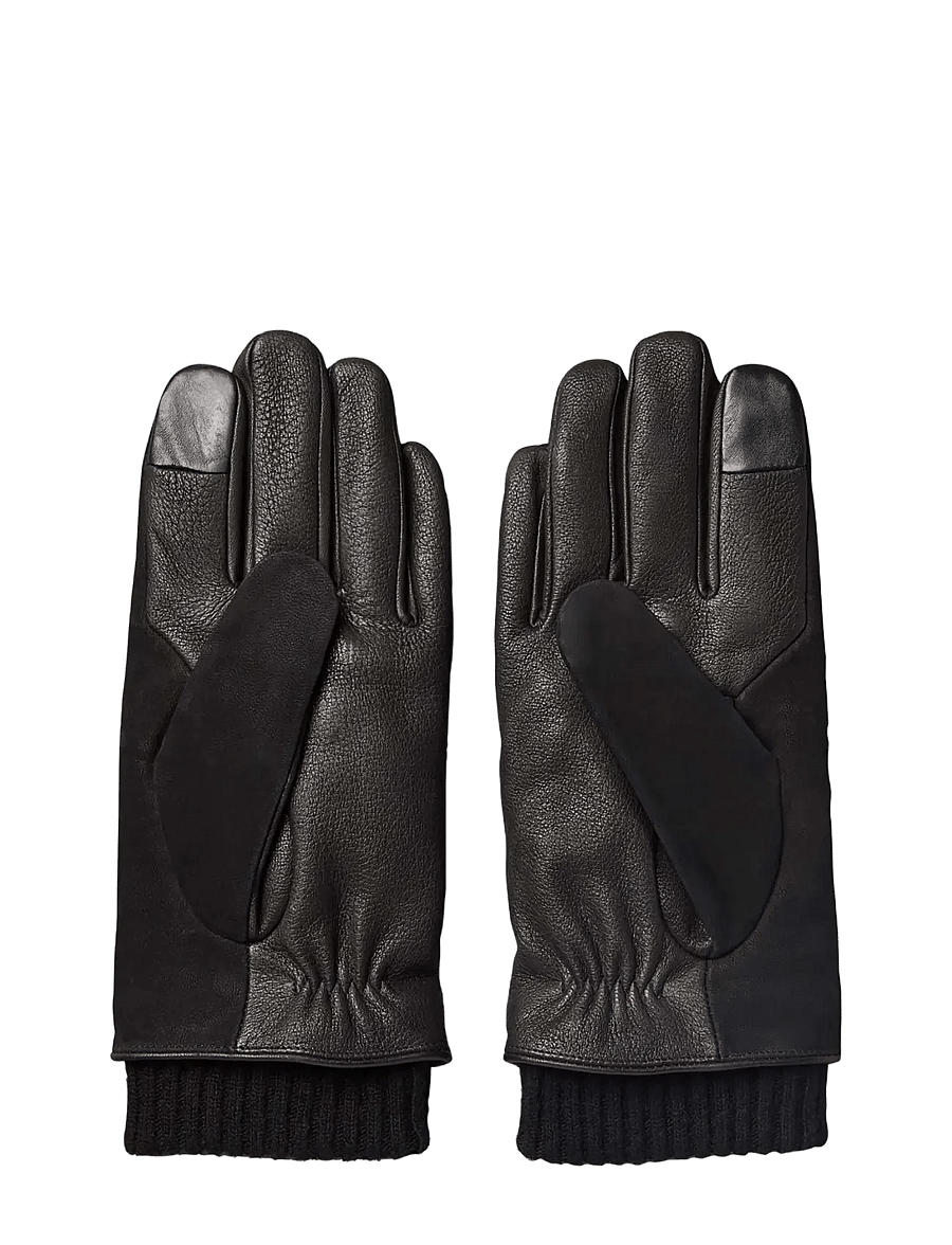 Calvin Klein - MIX MEDIA CUFFED LEATHER GLOVES - shoppa efter tillfälle - black - 1