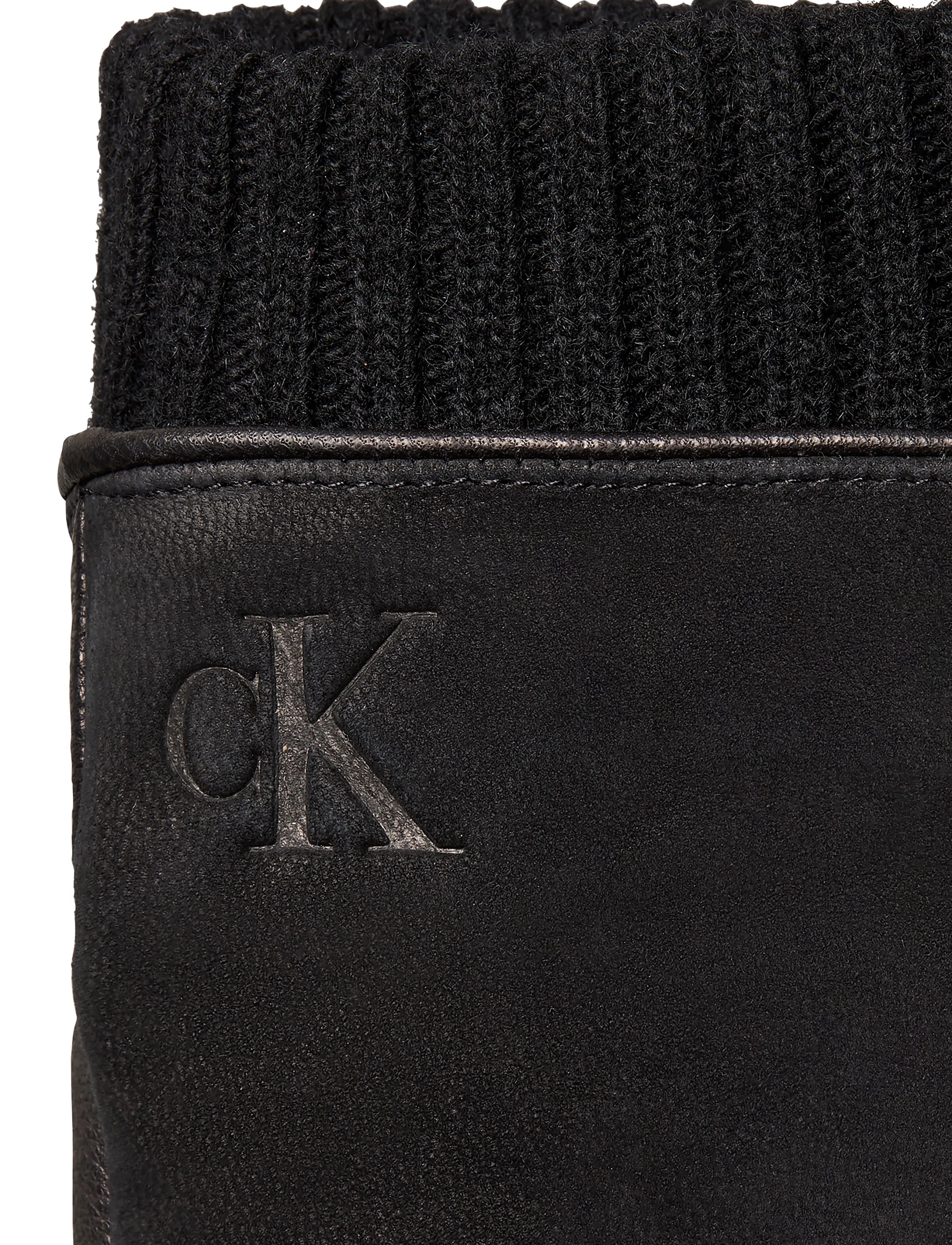 Calvin Klein - MIX MEDIA CUFFED LEATH﻿ER GLOVES - black - 2