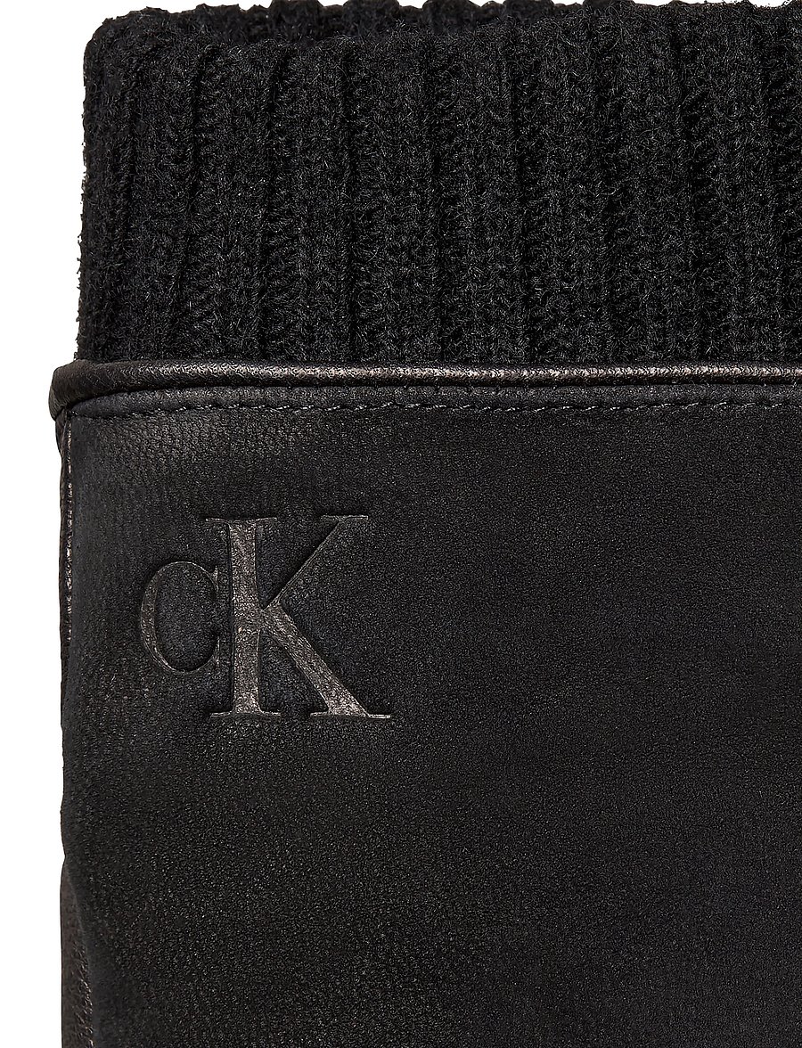 Calvin Klein - MIX MEDIA CUFFED LEATHER GLOVES - shoppa efter tillfälle - black - 2