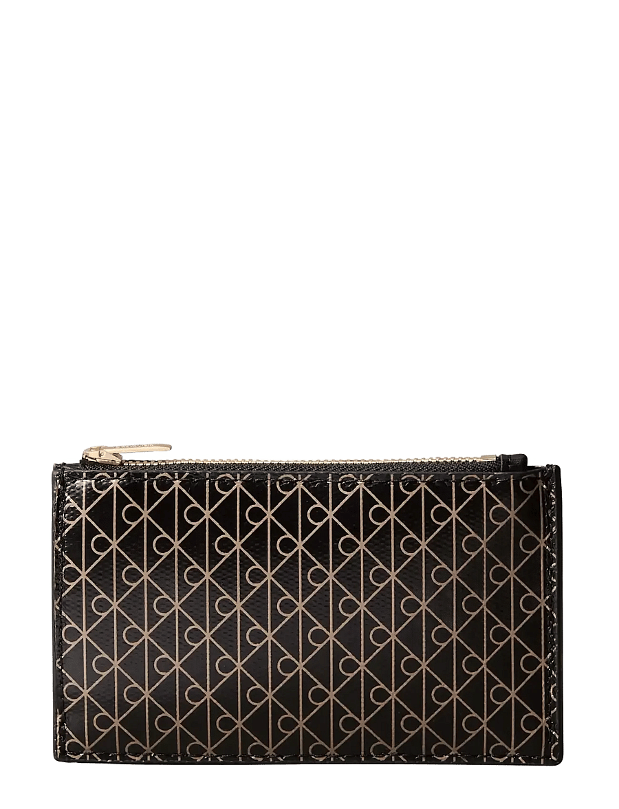 Calvin Klein - EMBLEM AOP TOP ZIP CARDCASE - card holders - black aop - 0