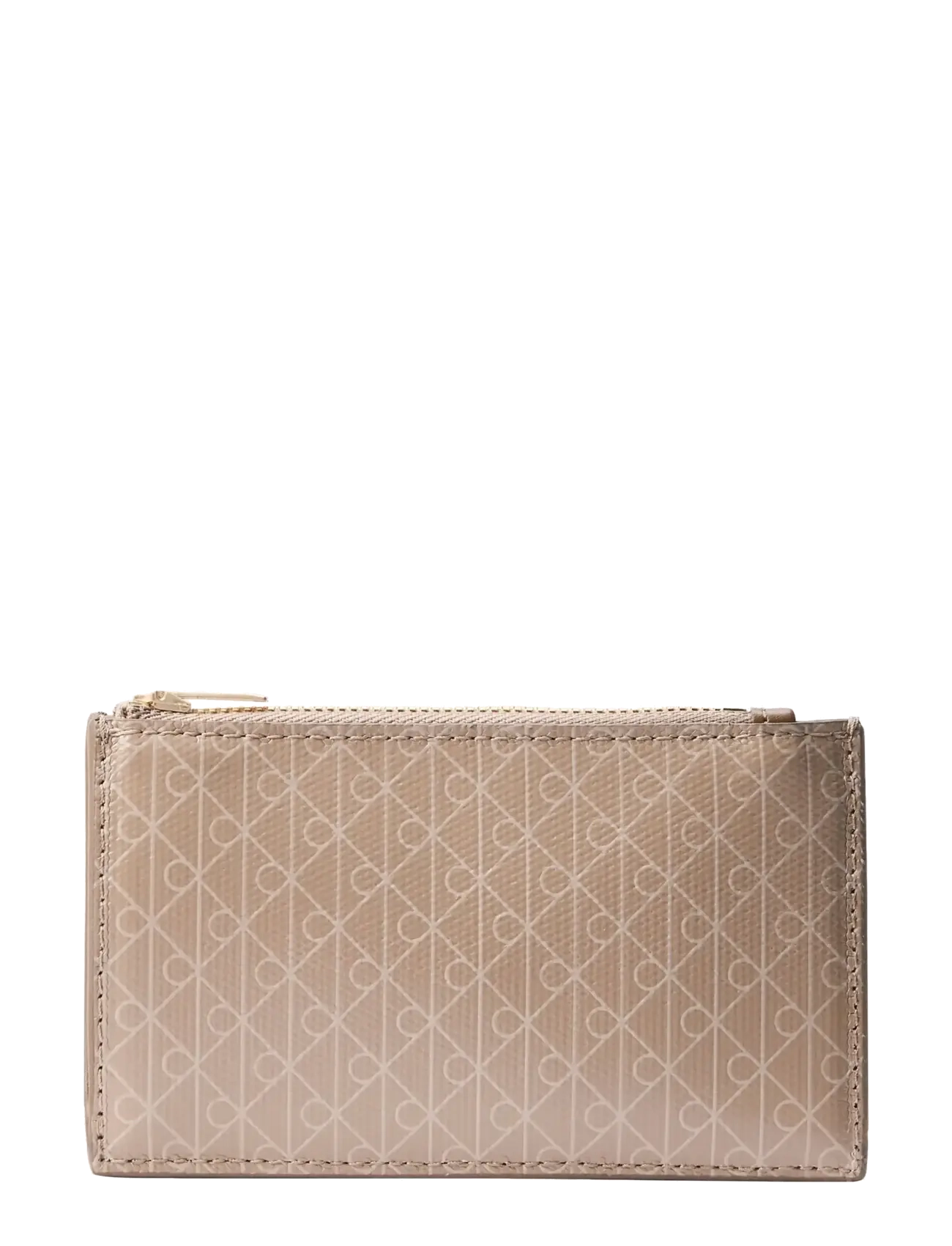 Calvin Klein EMBLEM AOP TOP ZIP CARDCASE - Plånböcker & Korthållare - DESERT TAUPE AOP / beige