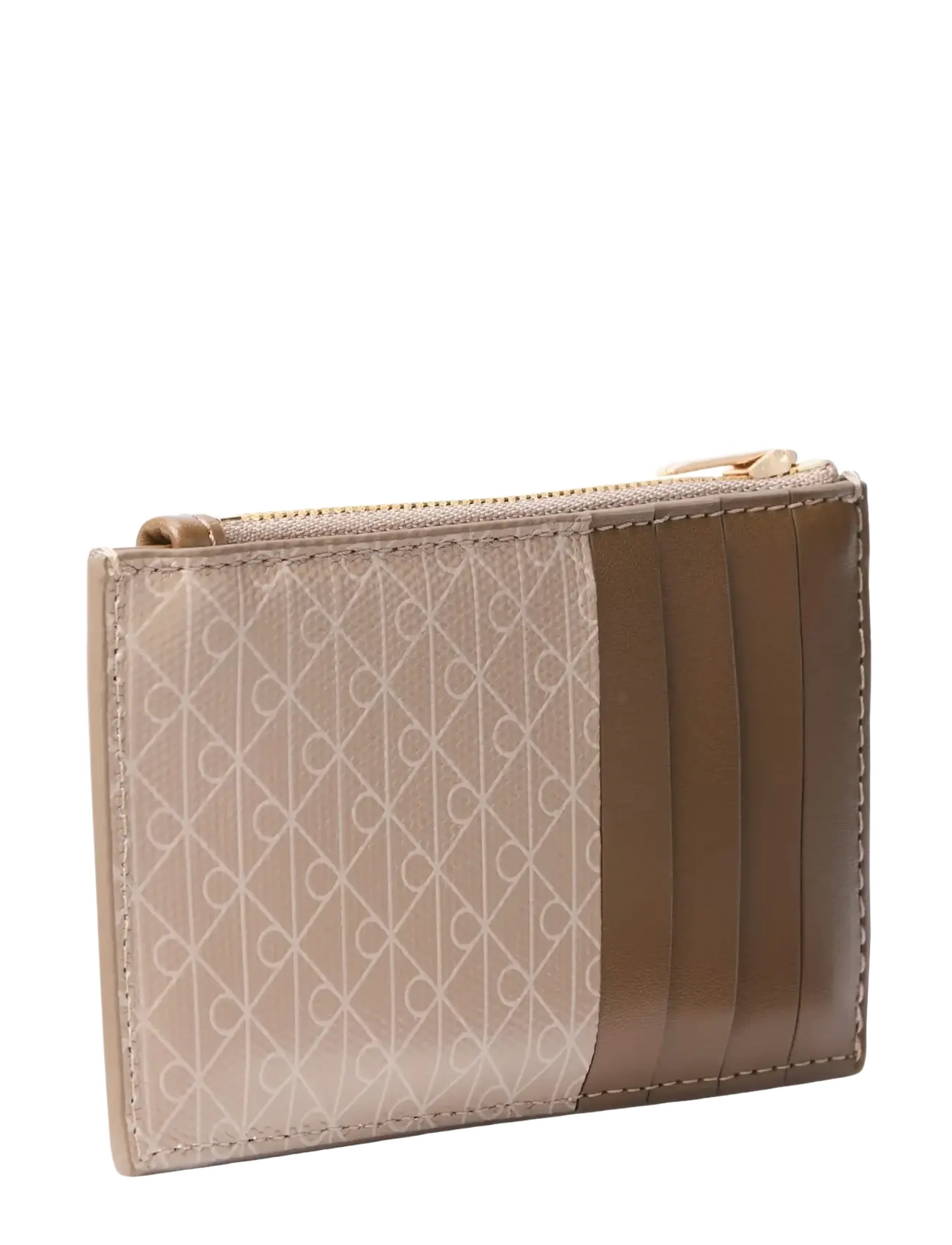 Calvin Klein - EMBLEM AOP TOP ZIP CARDCASE - portfele - desert taupe aop - 1