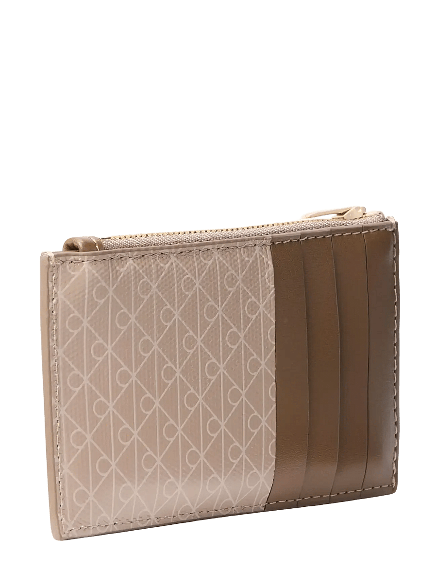 Calvin Klein - EMBLEM AOP TOP ZIP CARDCASE - card holders - desert taupe aop - 1