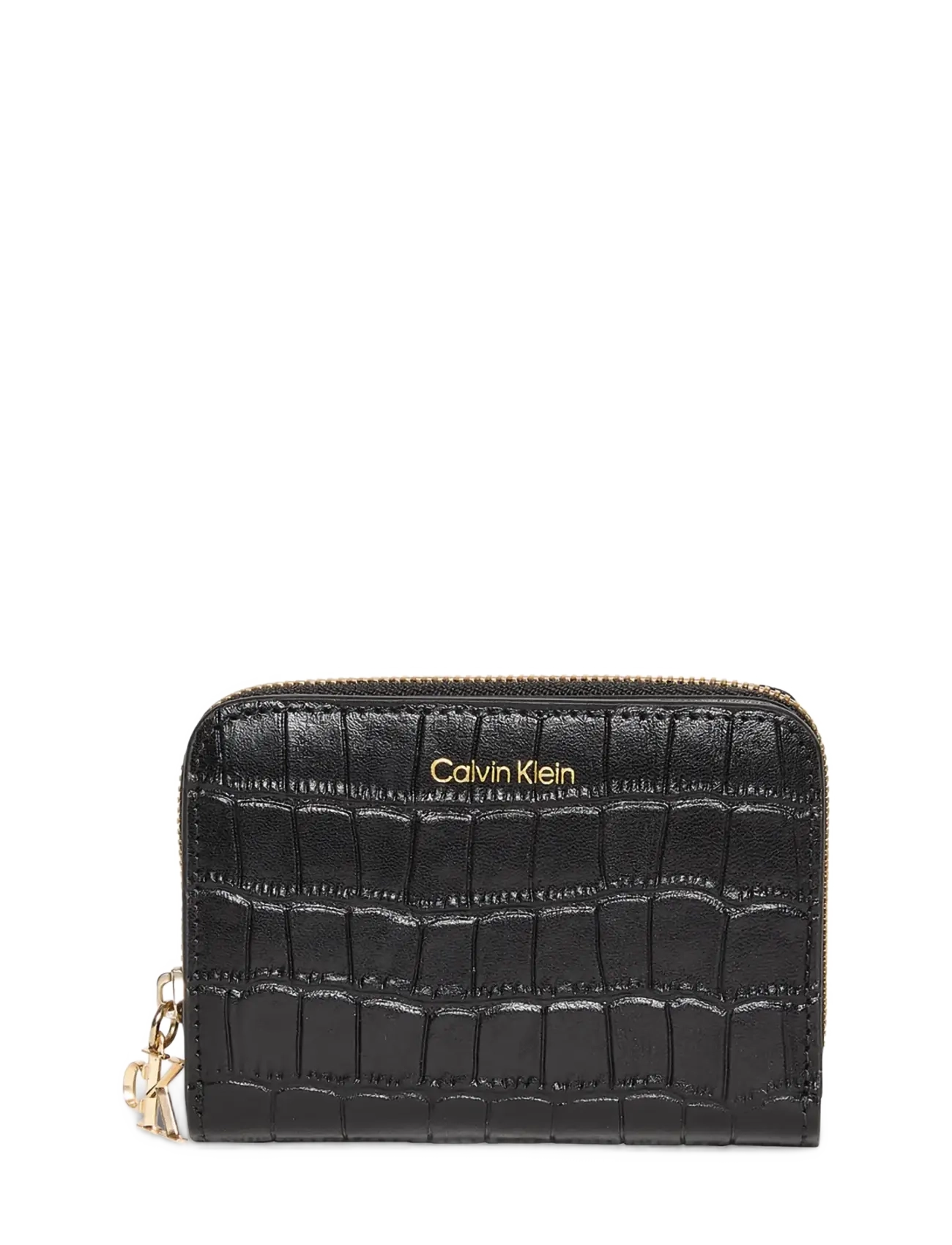 Calvin Klein - CK CROC MEDIUM FLAP ZIP AROUND - plånböcker - black - 3