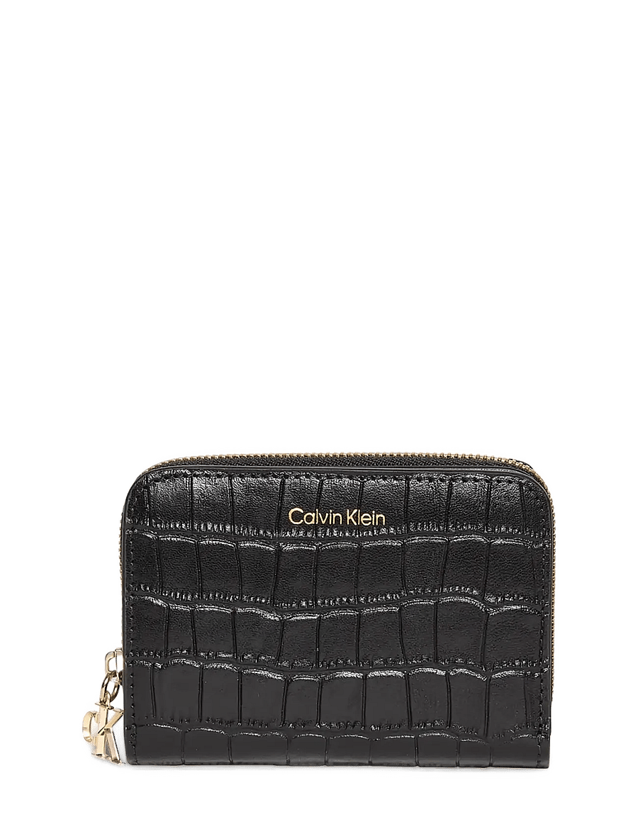 Calvin Klein - CK CROC MEDIUM FLAP ZIP AROUND - plånböcker - black - 3