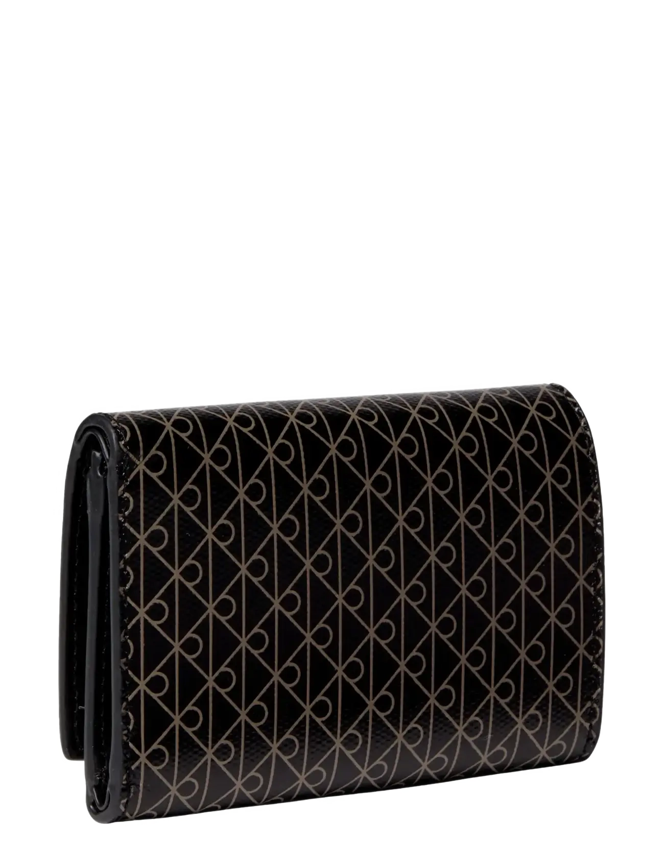 Calvin Klein - EMBLEM AOP TRIFOLD W/ ZIP POCKET - portemonnaies - black aop - 1