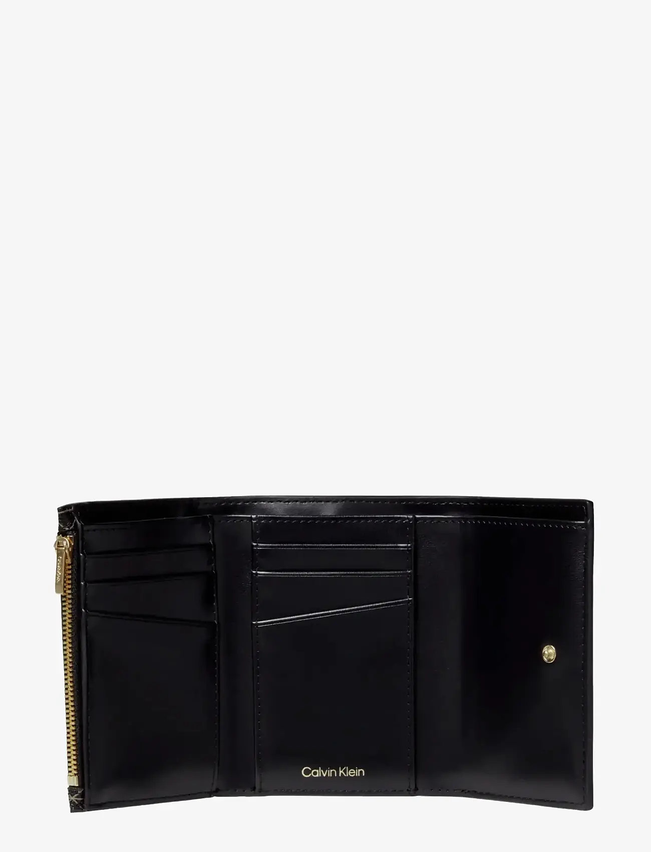 Calvin Klein - EMBLEM AOP TRIFOLD W/ ZIP POCKET - portemonnaies - black aop - 2