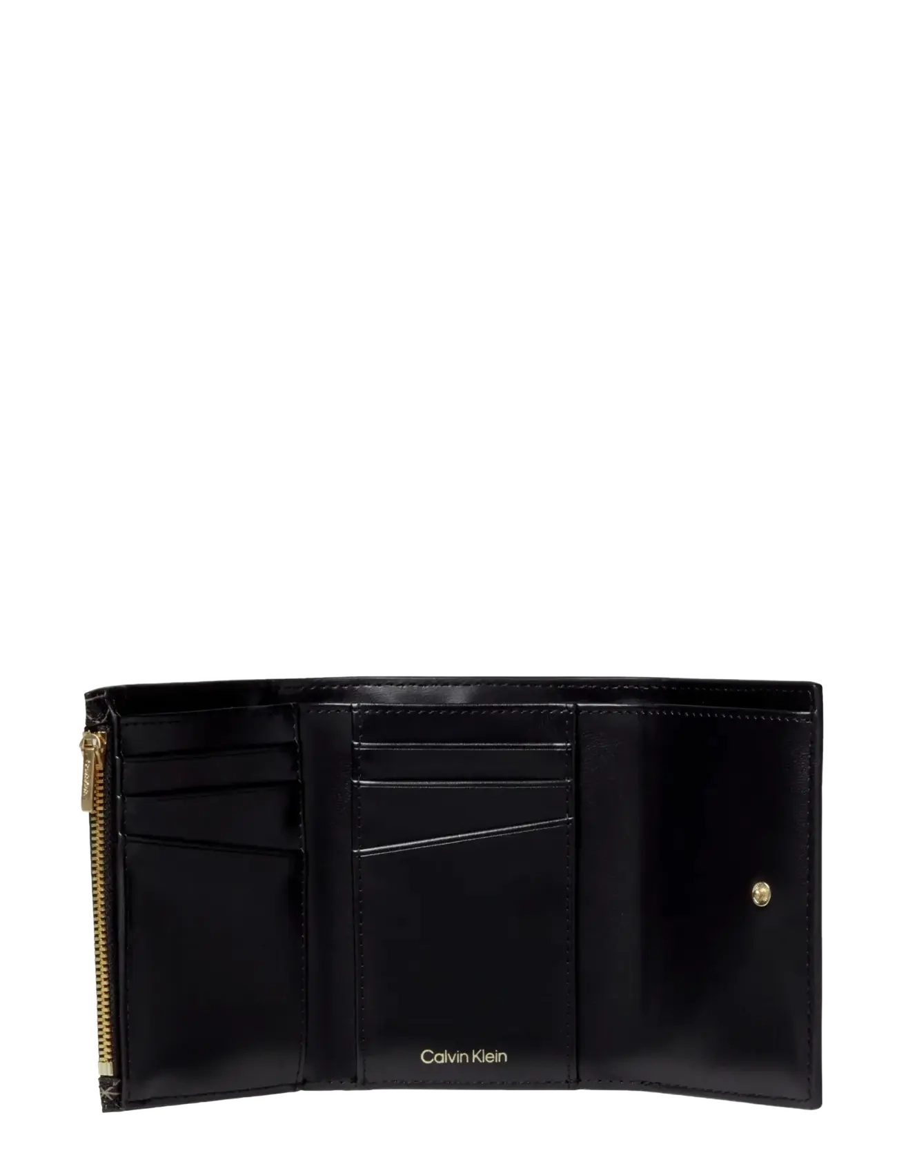 Calvin Klein - EMBLEM AOP TRIFOLD W/ ZIP POCKET - portemonnaies - black aop - 2