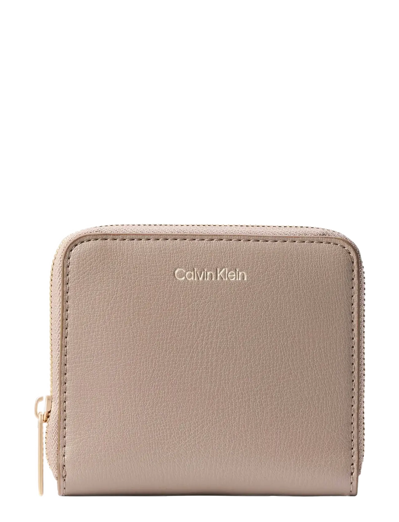 Calvin Klein FOIL LOGO MEDIUM ZIP AROUND - Bags - BLACK TOASTED COCONUT / beige