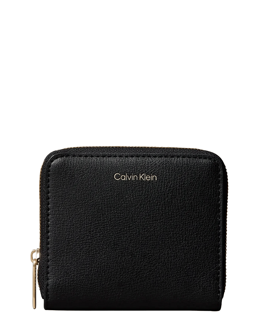 Calvin Klein - FOIL LOGO MEDIUM ZIP AROUND - portemonnaies - black toasted coconut - 0