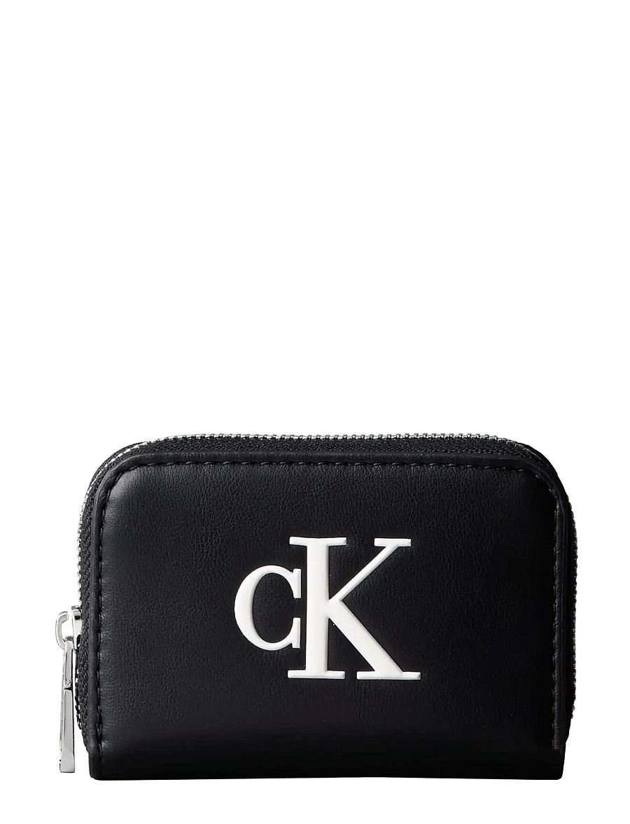 Calvin Klein - BOLD CK MEDIUM ZIP AROUND - plånböcker - black white - 0