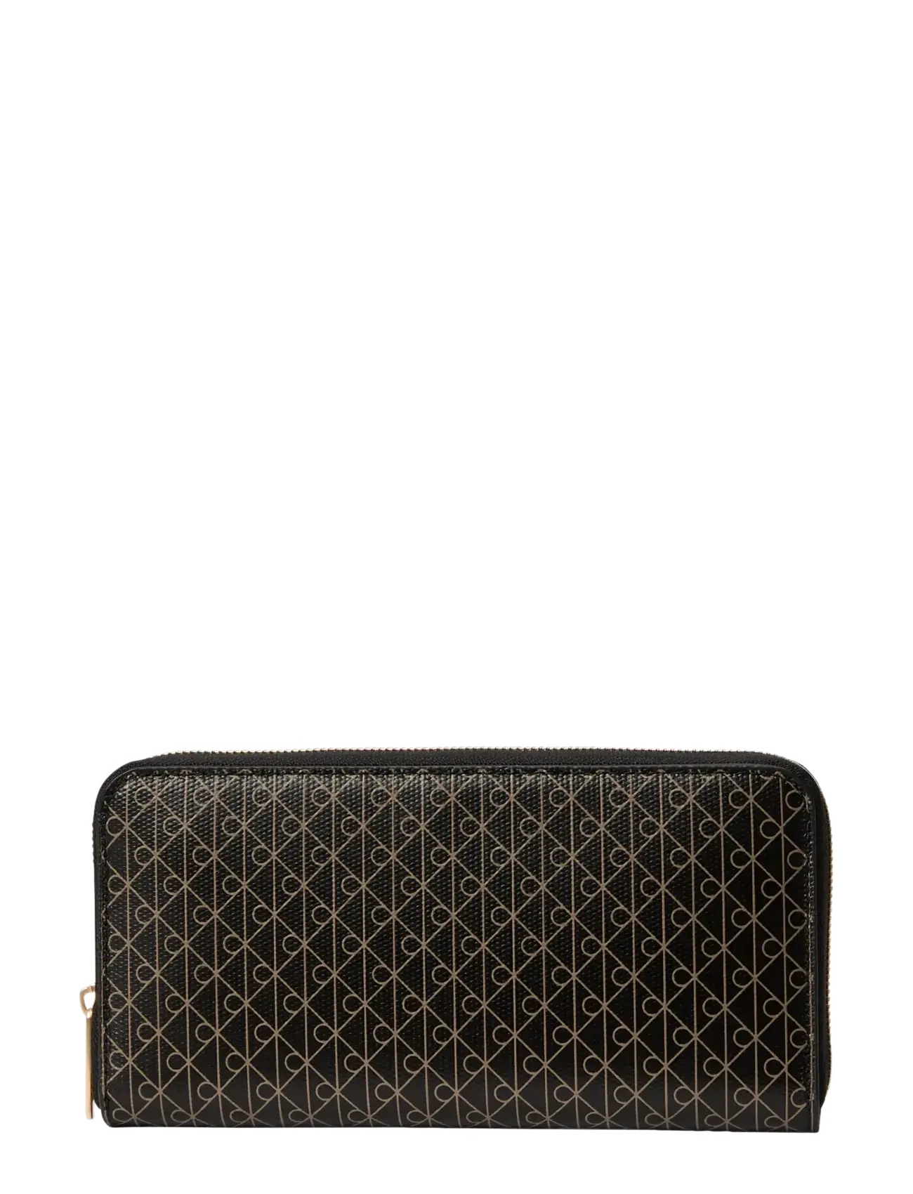 Calvin Klein EMBLEM AOP LONG ZIP AROUND - Bags - BLACK DESERT TAUPE / black