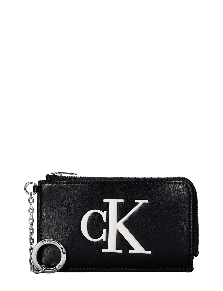 Calvin Klein - BOLD CK ZIP CARD CASE - plånböcker - black white - 0