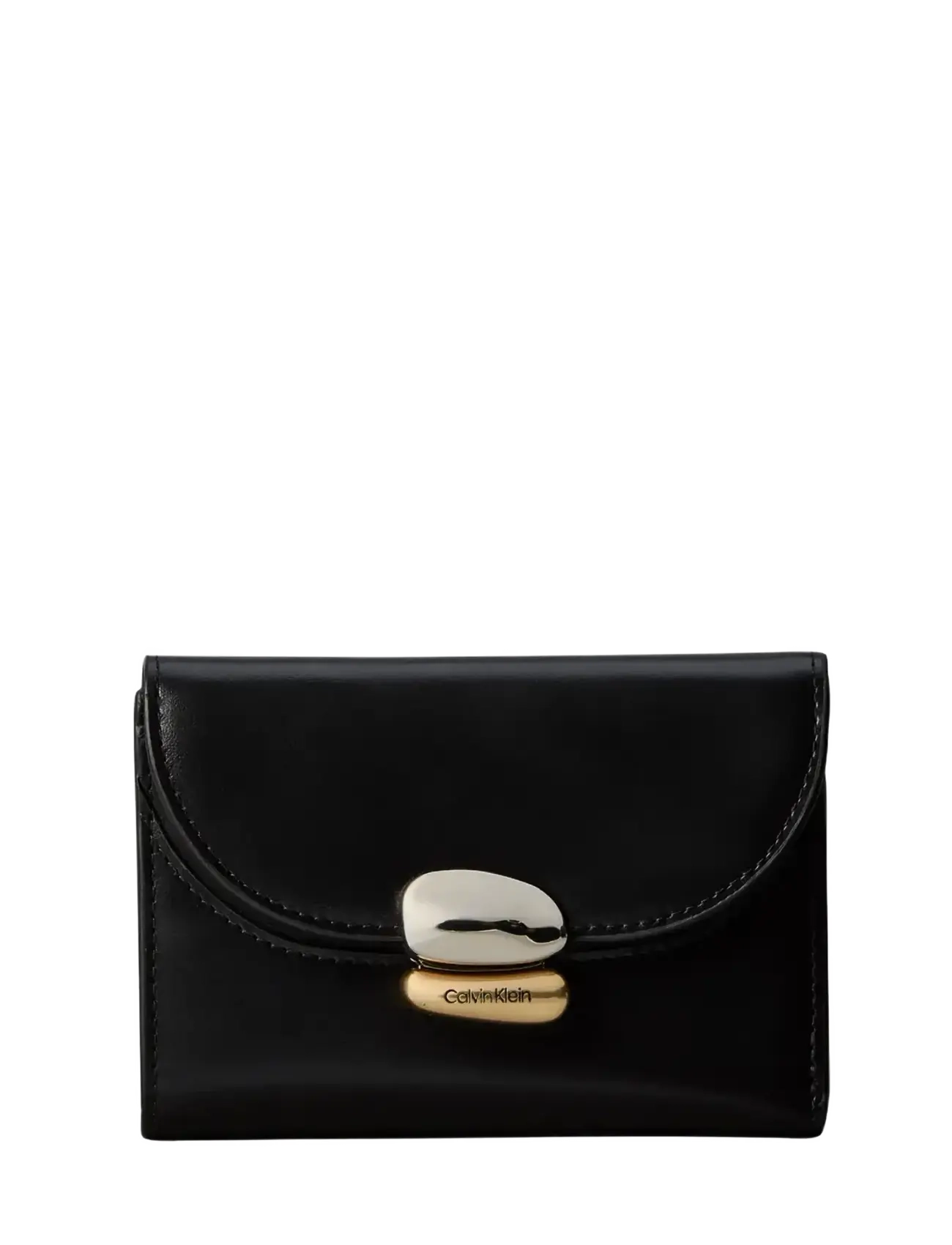 Calvin Klein BICOLOR HARDWARE FLAP WALLET - Rahakotid - BLACK / black
