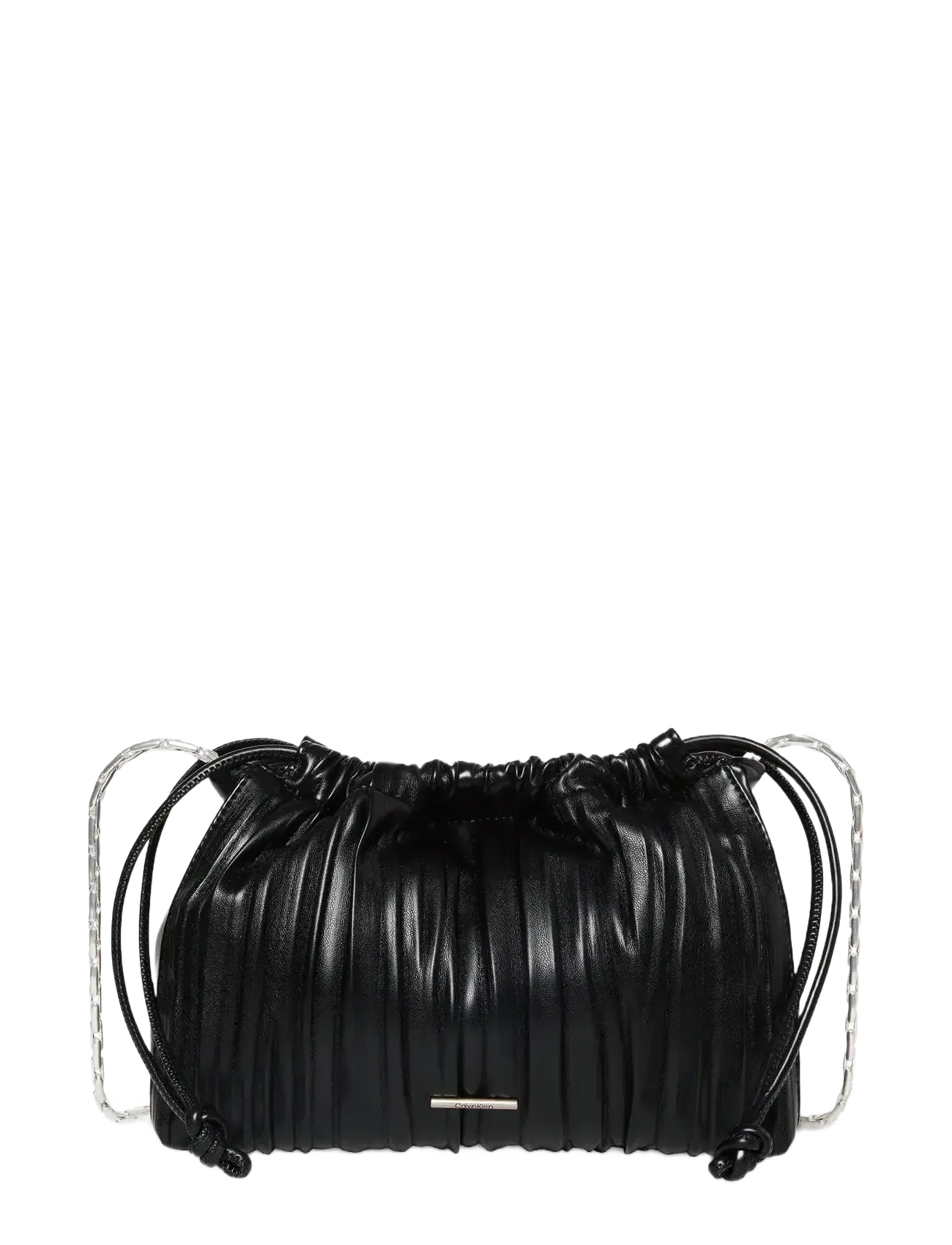 Calvin Klein DRAWSTRING PLISSE CROSSBODY - Tasker - BLACK / black