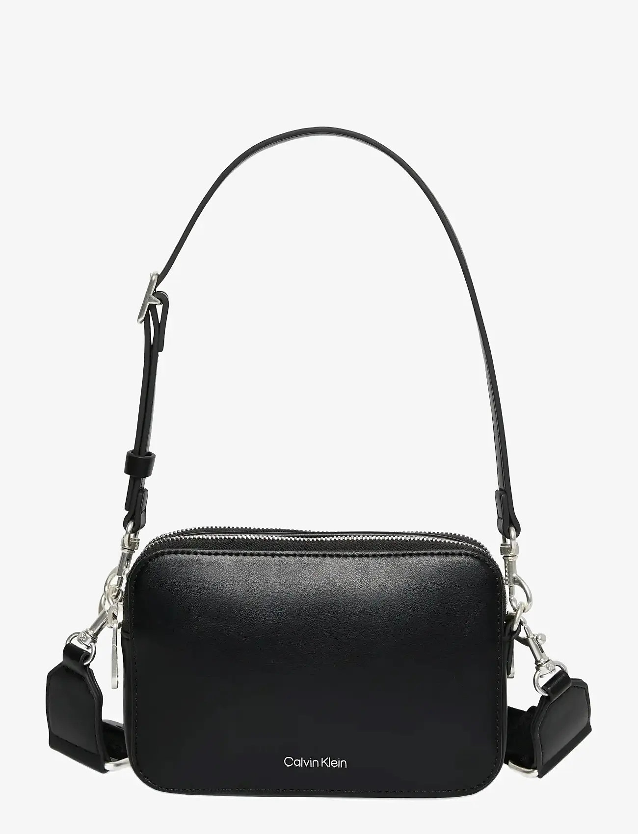 Calvin Klein - WEBBING DOUBLE STRAP CAMERA BAG - accessoires - black / shiny nickel - 0
