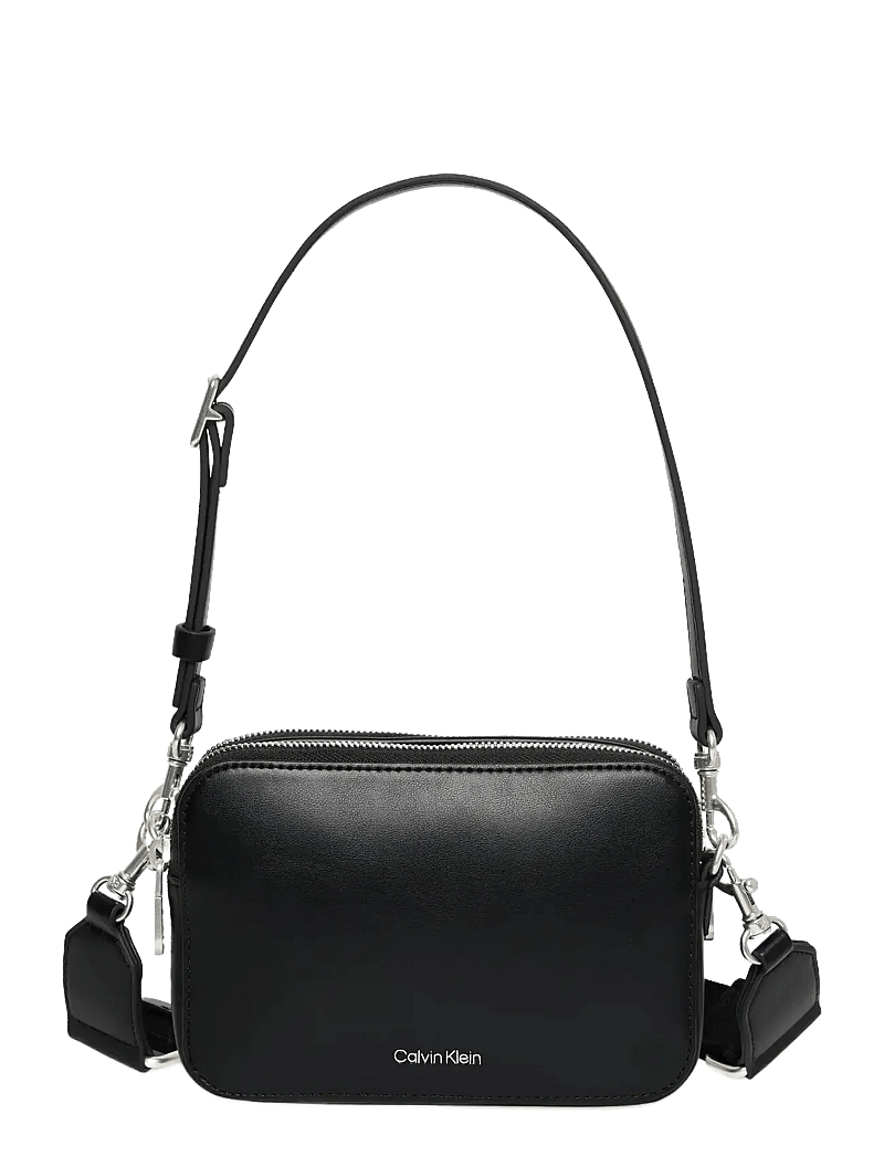 Calvin Klein - WEBBING DOUBLE STRAP CAMERA BAG - umhängetaschen - black / shiny nickel - 0