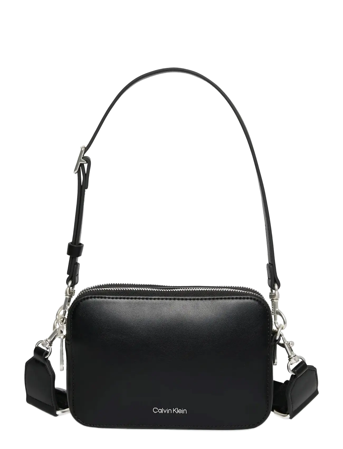 Calvin Klein WEBBING DOUBLE STRAP CAMERA BAG - Torby - BLACK / SHINY NICKEL / black