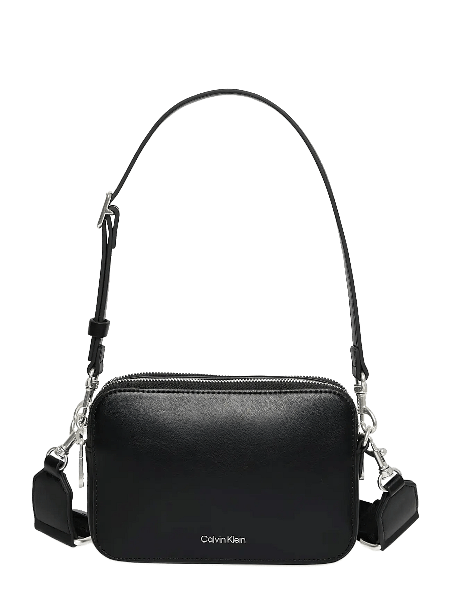 Calvin Klein - WEBBING DOUBLE STRAP CAMERA BAG - umhängetaschen - black / shiny nickel - 0