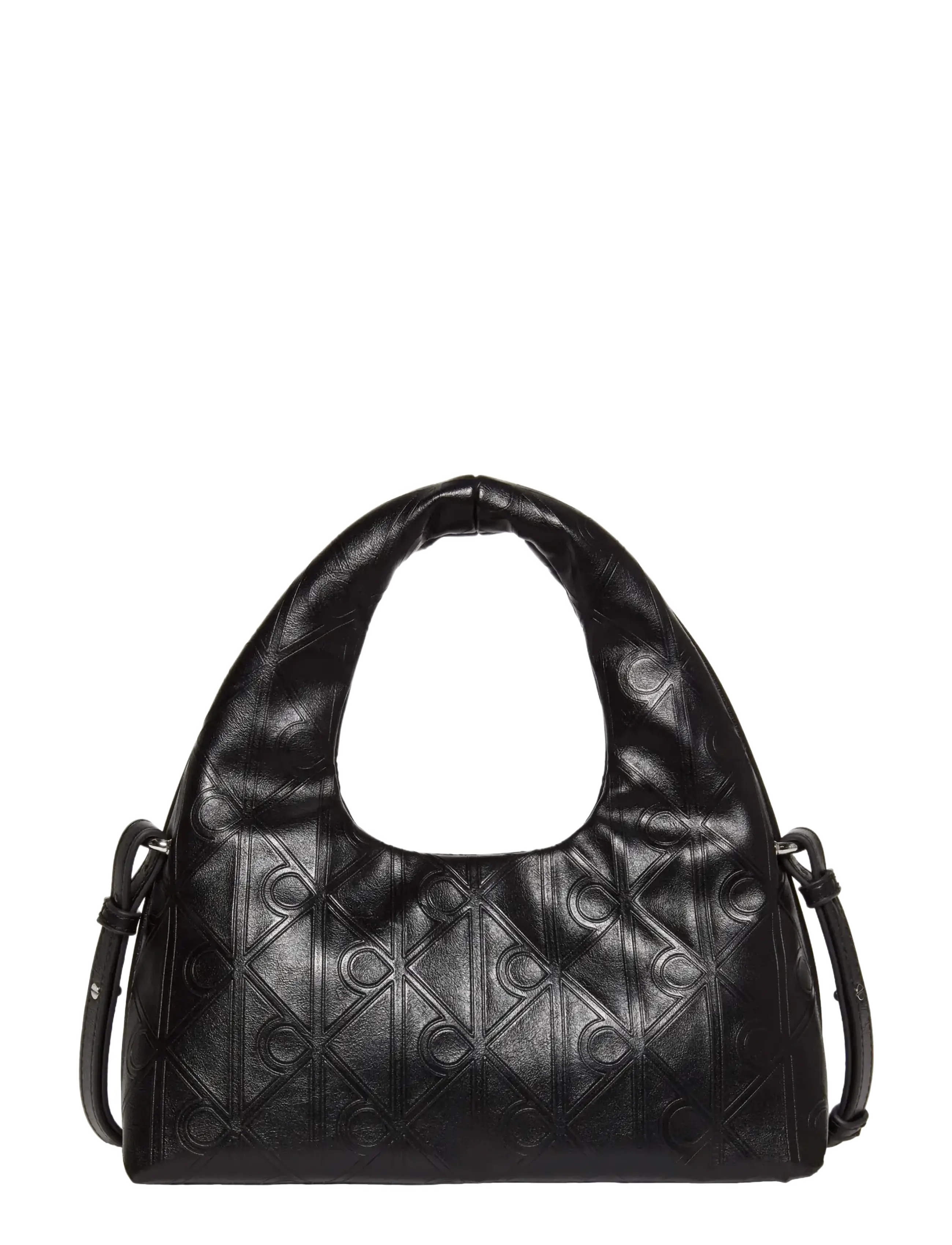 Calvin Klein EMBLEM AOP PUFFER BAG WITH STRAP - Torby - 001 BLACK / black
