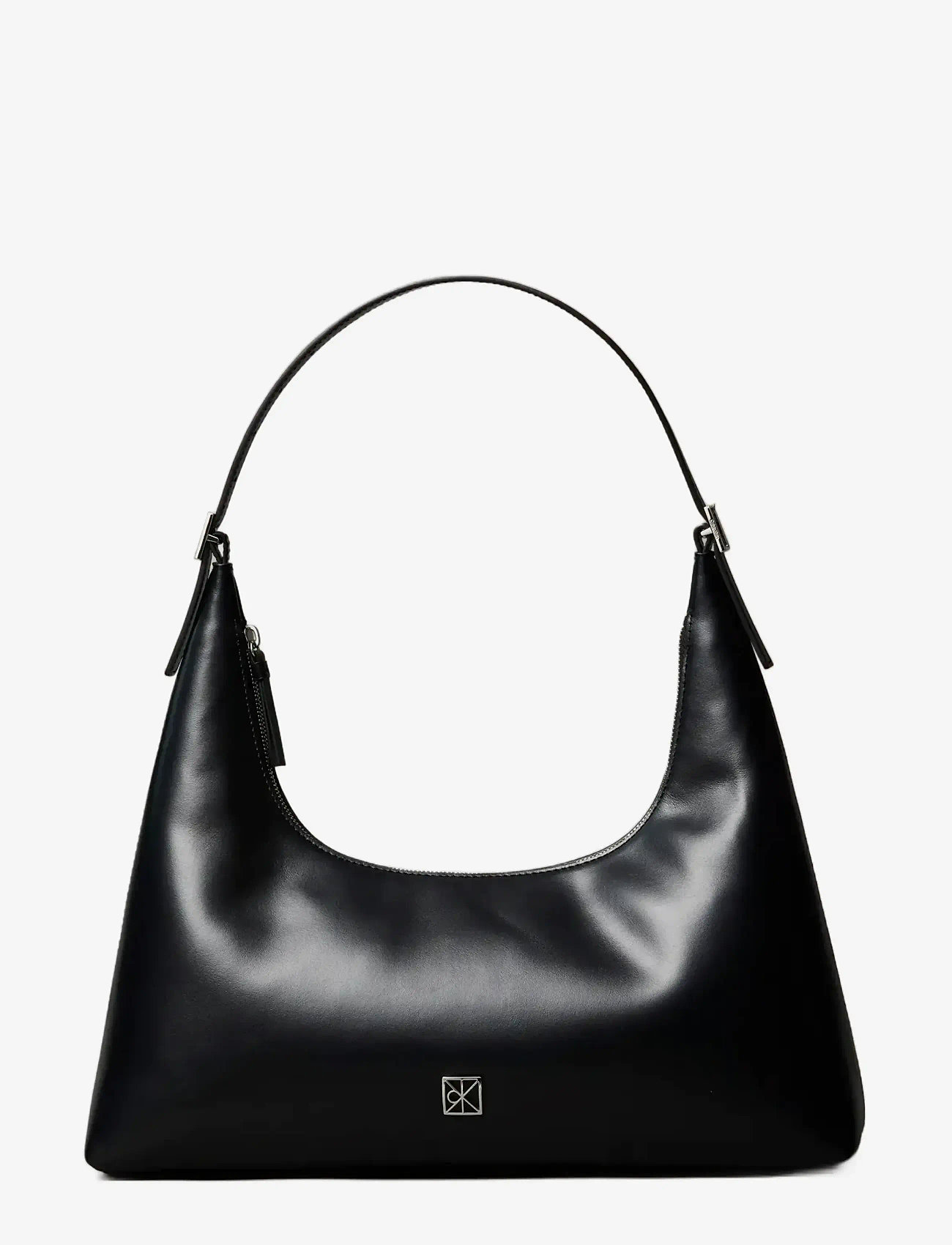 Calvin Klein - EMBLEM HW LTHR SHOULDER BAG - håndtasker - black - 0