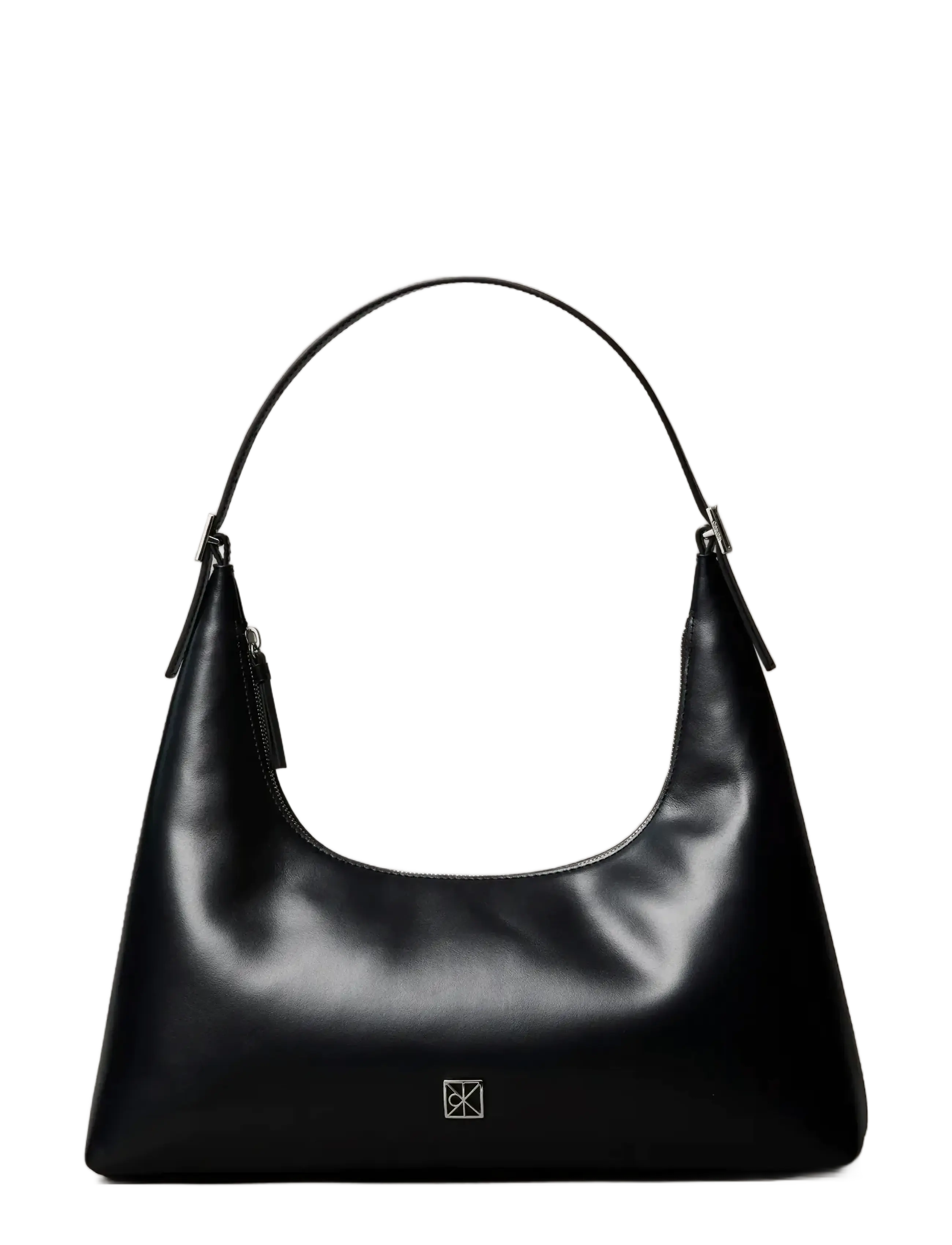 Calvin Klein EMBLEM HW LTHR SHOULDER BAG - Torby - BLACK / black