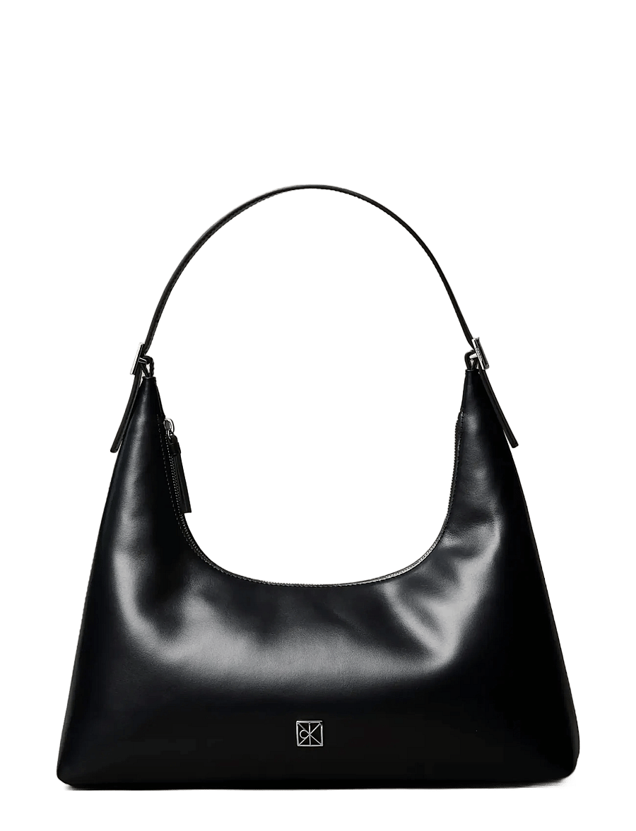 Calvin Klein - EMBLEM HW LTHR SHOULDER BAG - handväskor - black - 0