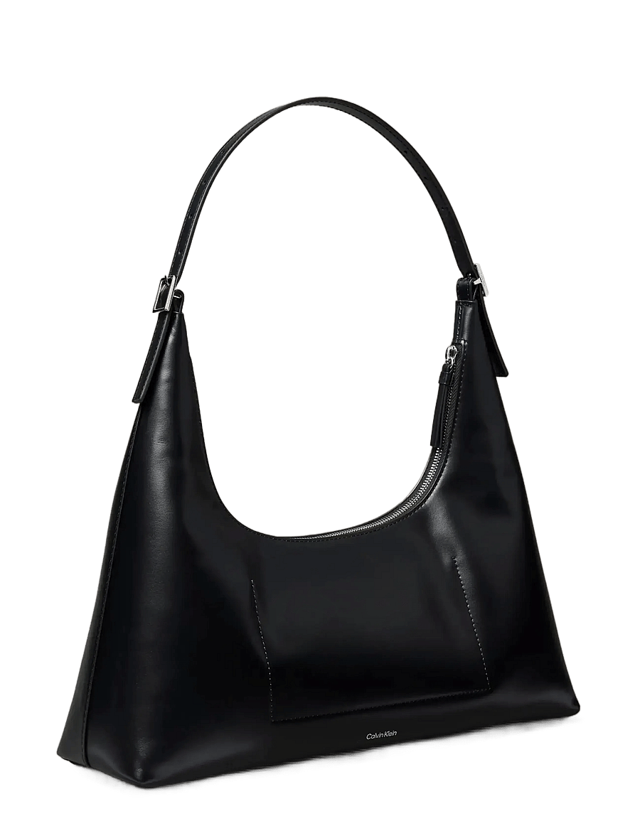 Calvin Klein - EMBLEM HW LTHR SHOULDER BAG - handväskor - black - 1