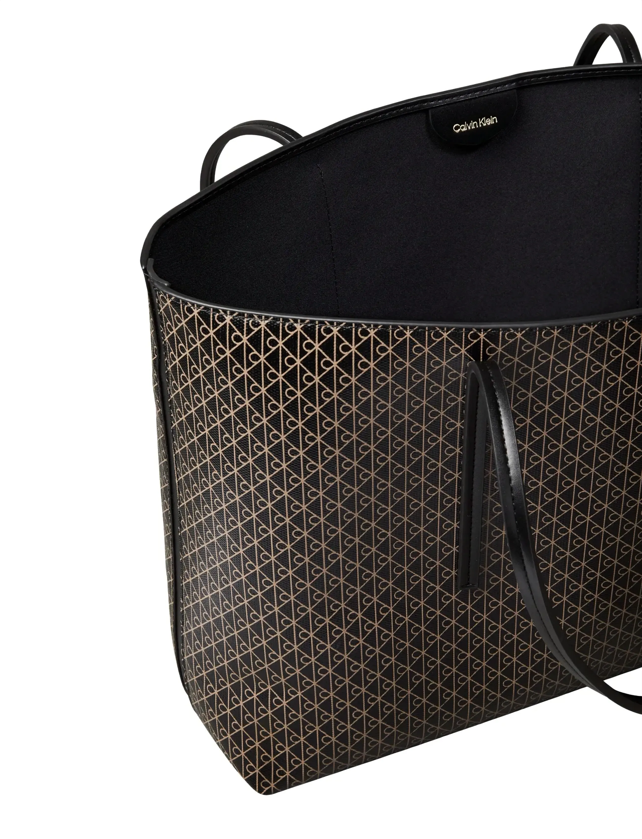 Calvin Klein - EMBLEM AOP TOTE W/ POUCH - shoppers - black aop - 5