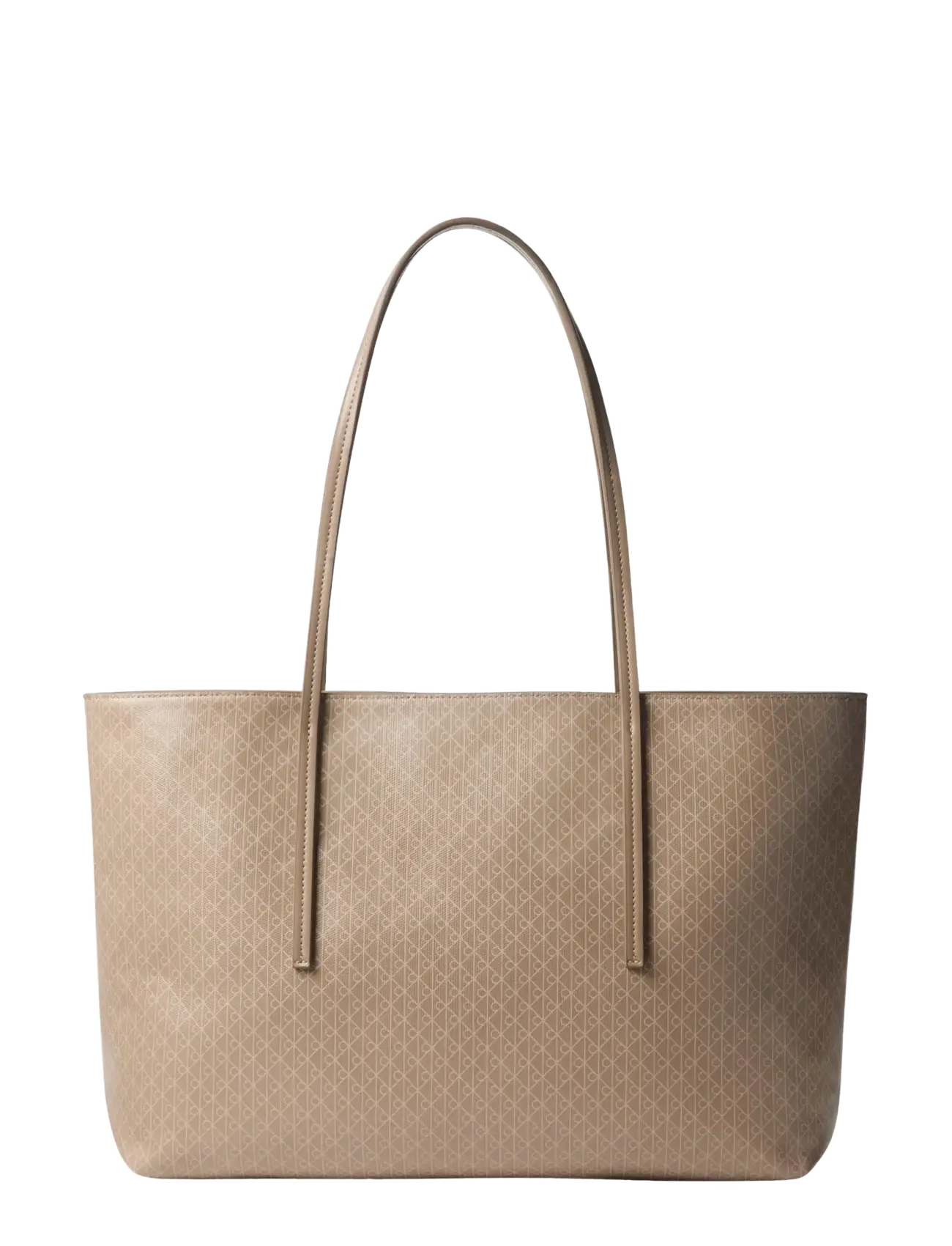 Calvin Klein EMBLEM AOP TOTE W/ POUCH - Taschen - DESERT TAUPE AOP / beige
