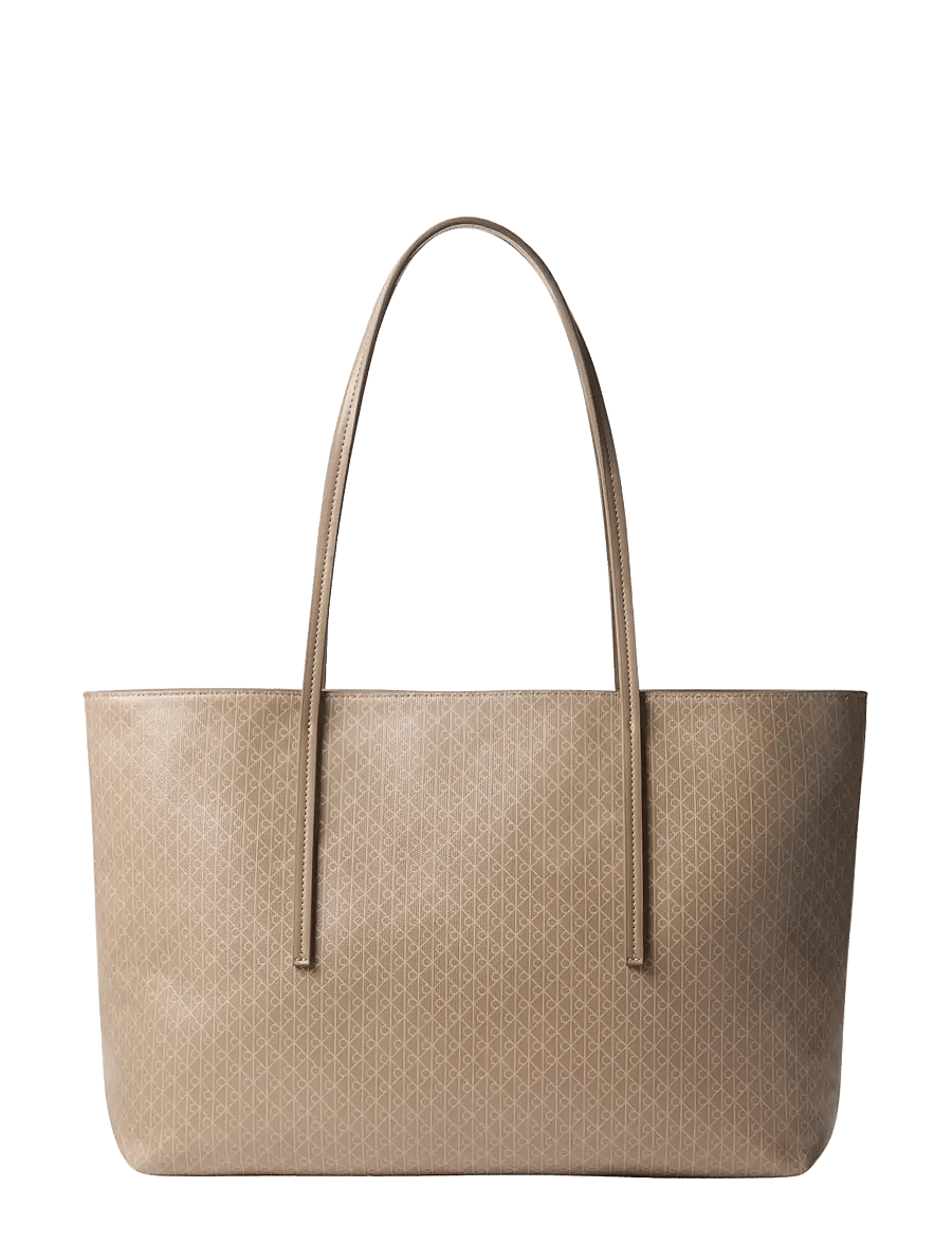 Calvin Klein - EMBLEM AOP TOTE W/ POUCH - ostukotid - desert taupe aop - 0