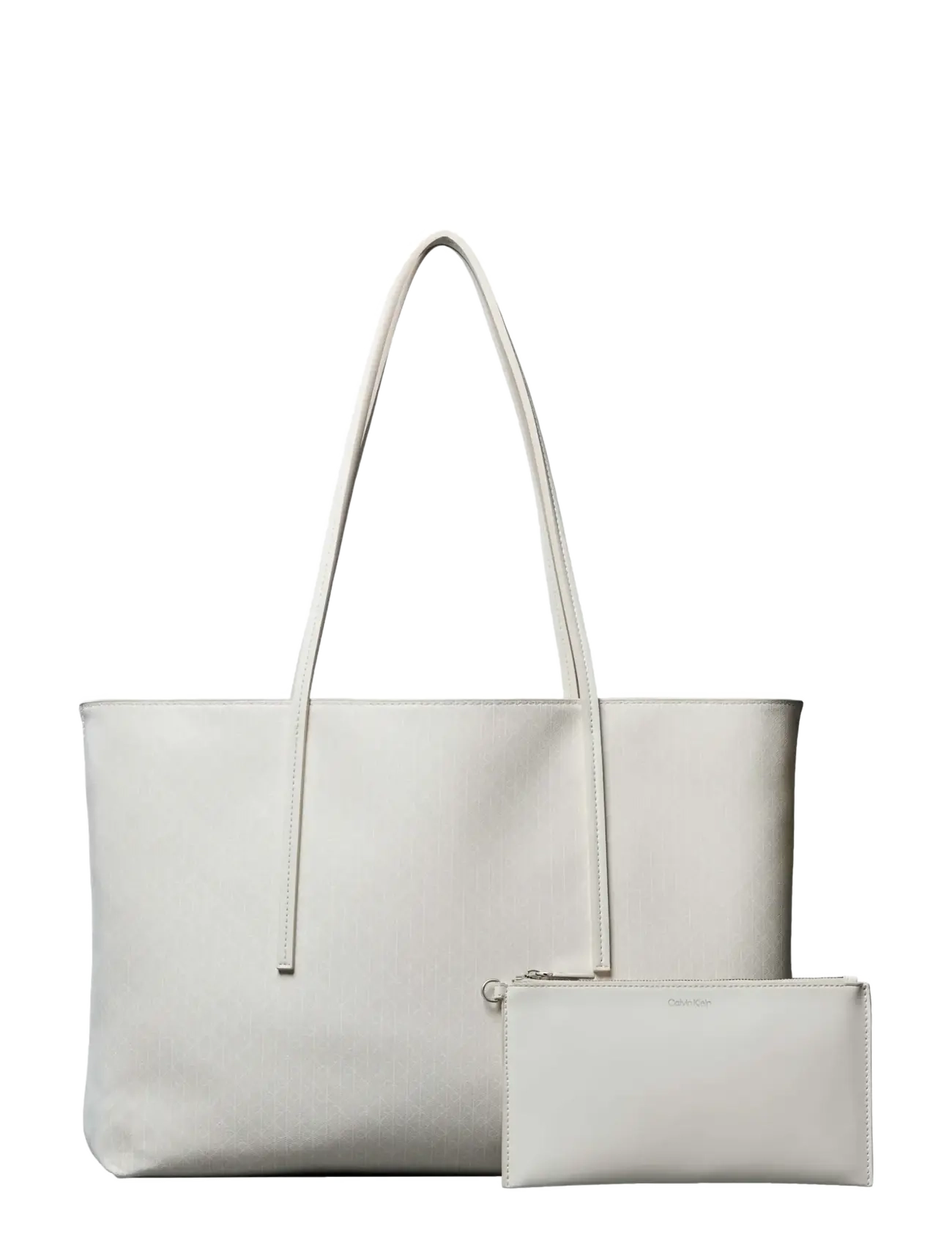 Calvin Klein EMBLEM AOP TOTE W/ POUCH - New arrivals - LILY WHITE AOP / white