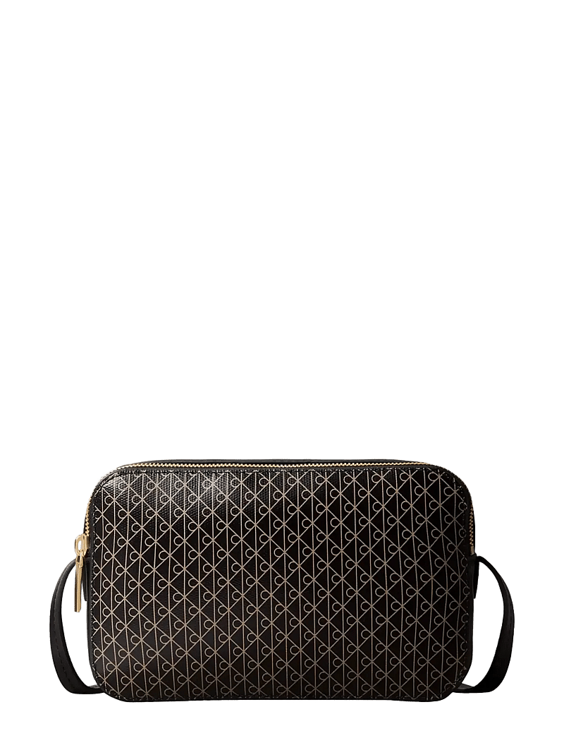 Calvin Klein - EMBLEM AOP ELONGATED CAMERA BAG - umhängetaschen - black aop - 1