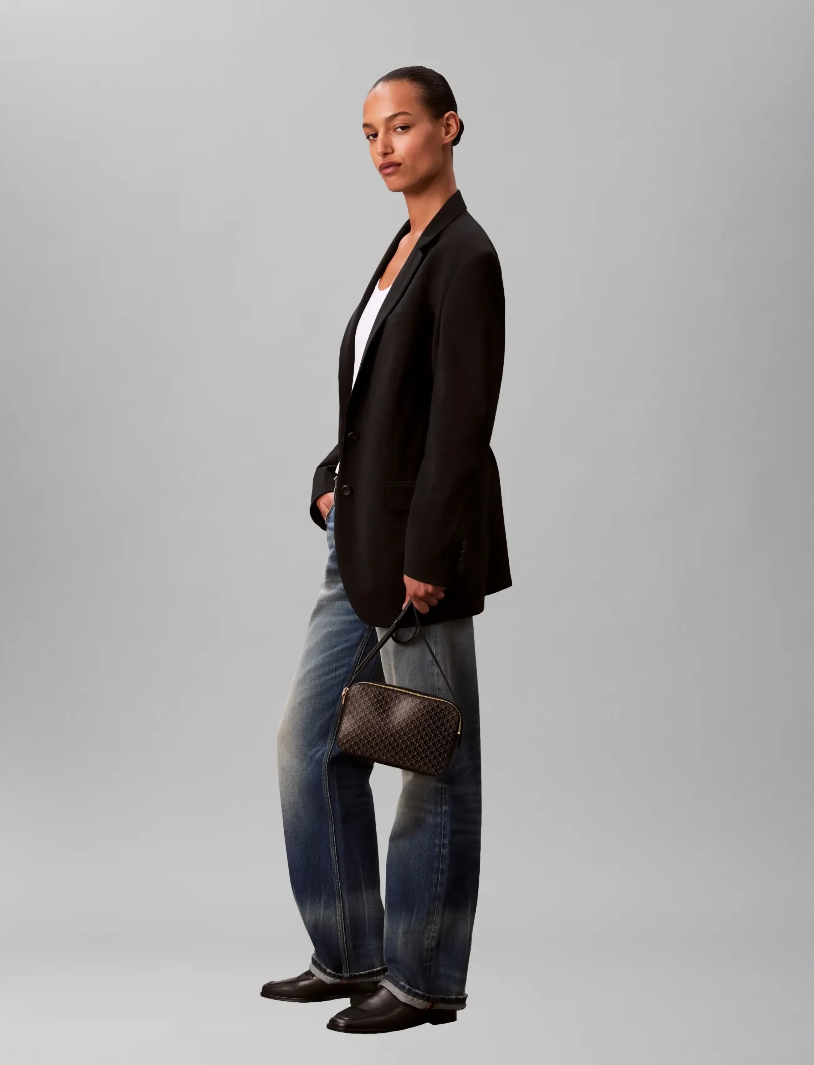 Calvin Klein Emblem Aop Elongated Camera Bag, One Size, Bags, Schwarz - Crossbody Frauen