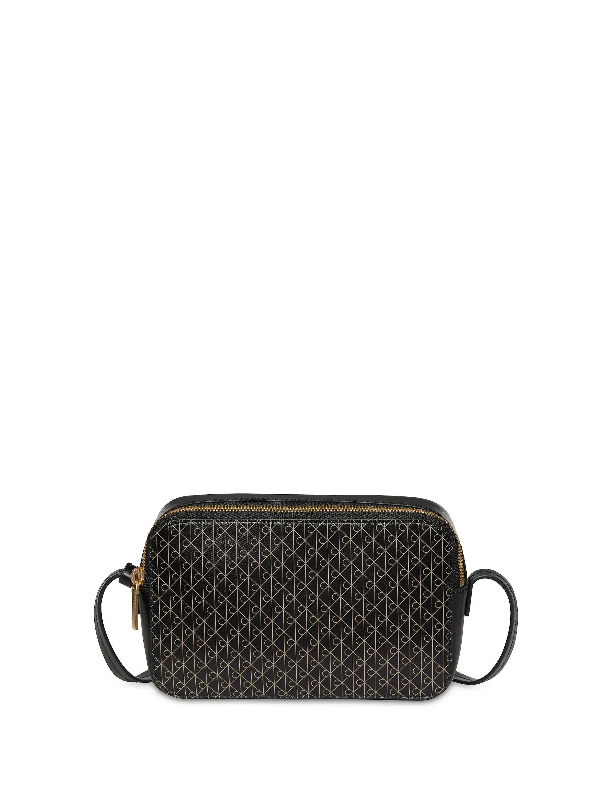 Calvin Klein - EMBLEM AOP ELONGATED CAMERA BAG - crossbody bags - black aop - 4