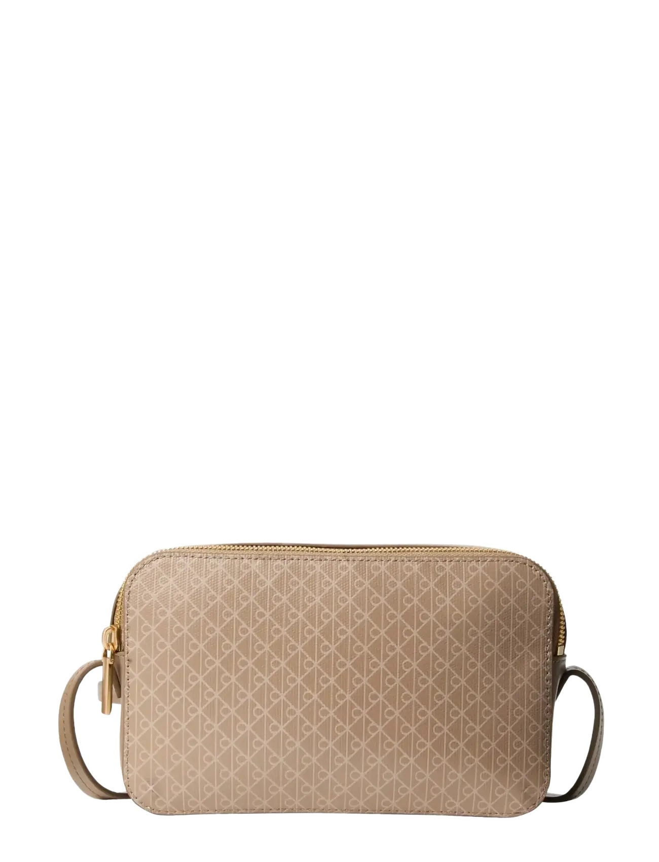 Calvin Klein EMBLEM AOP ELONGATED CAMERA BAG - Väskor - DESERT TAUPE AOP / beige