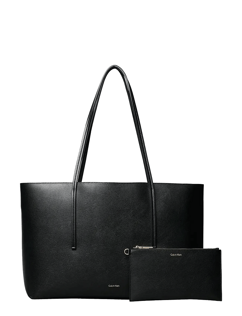 Calvin Klein - FOIL LOGO TOTE W/POUCH - shoppers - black toasted coconut - 1