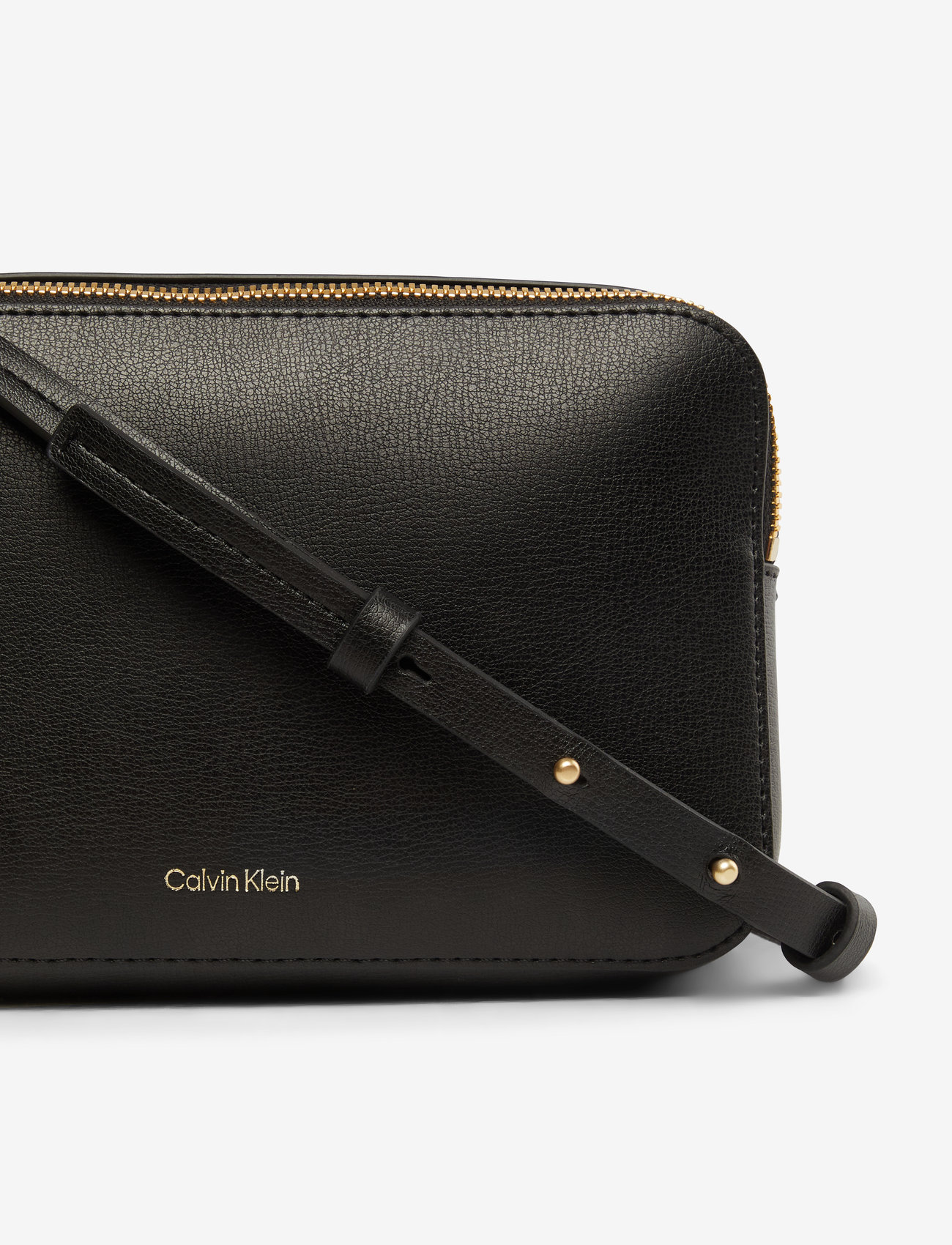 Calvin Klein - FOIL LOGO ELONGATED CAMERA BAG - crossbody bags - black/toasted coconut - 4