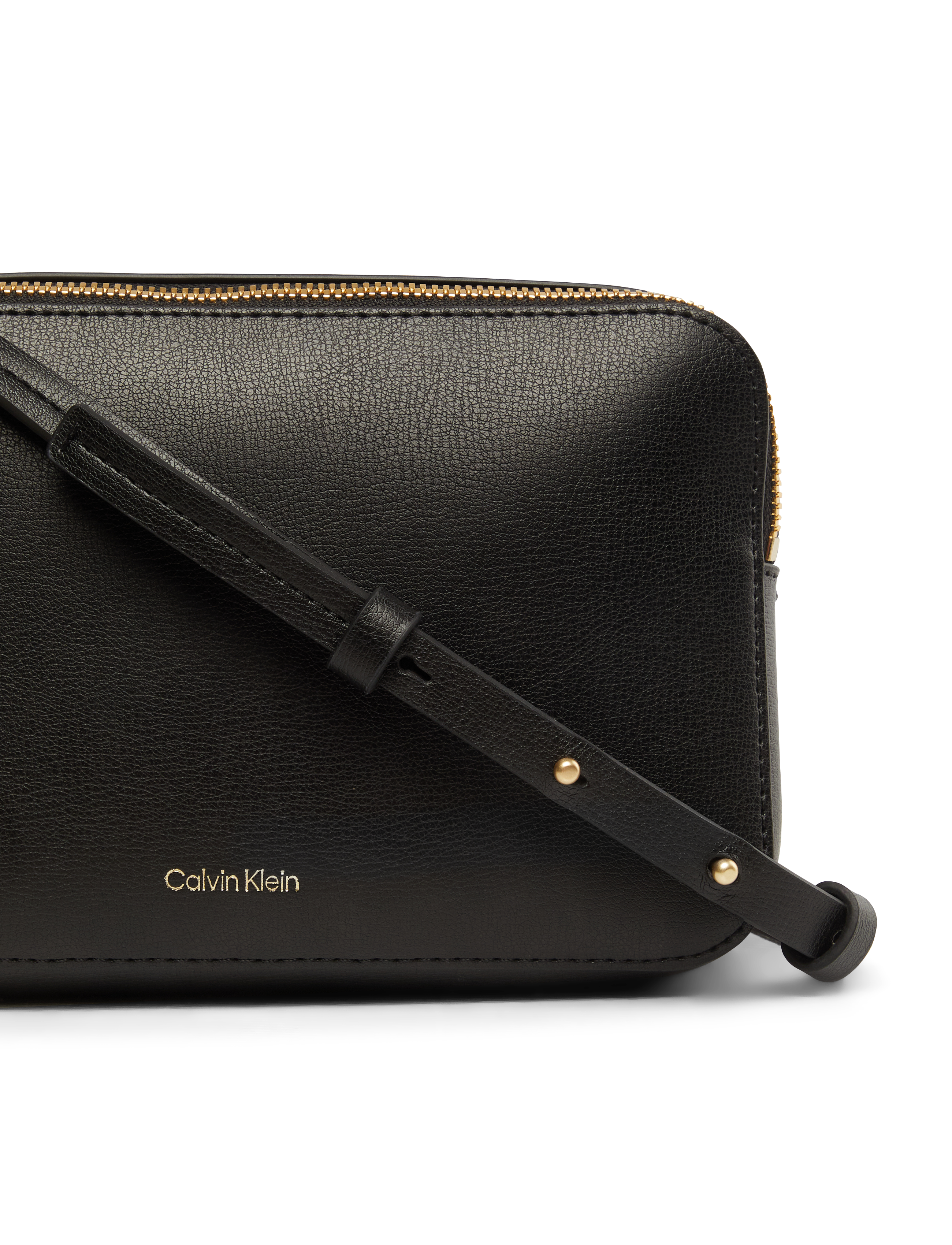 Calvin Klein - FOIL LOGO ELONGATED CAMERA BAG - crossbody bags - black/toasted coconut - 4