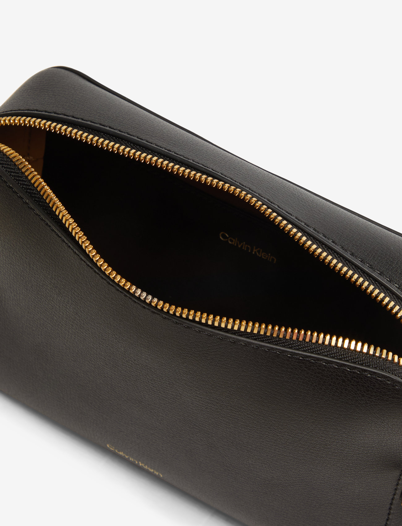 Calvin Klein - FOIL LOGO ELONGATED CAMERA BAG - crossbody bags - black/toasted coconut - 5