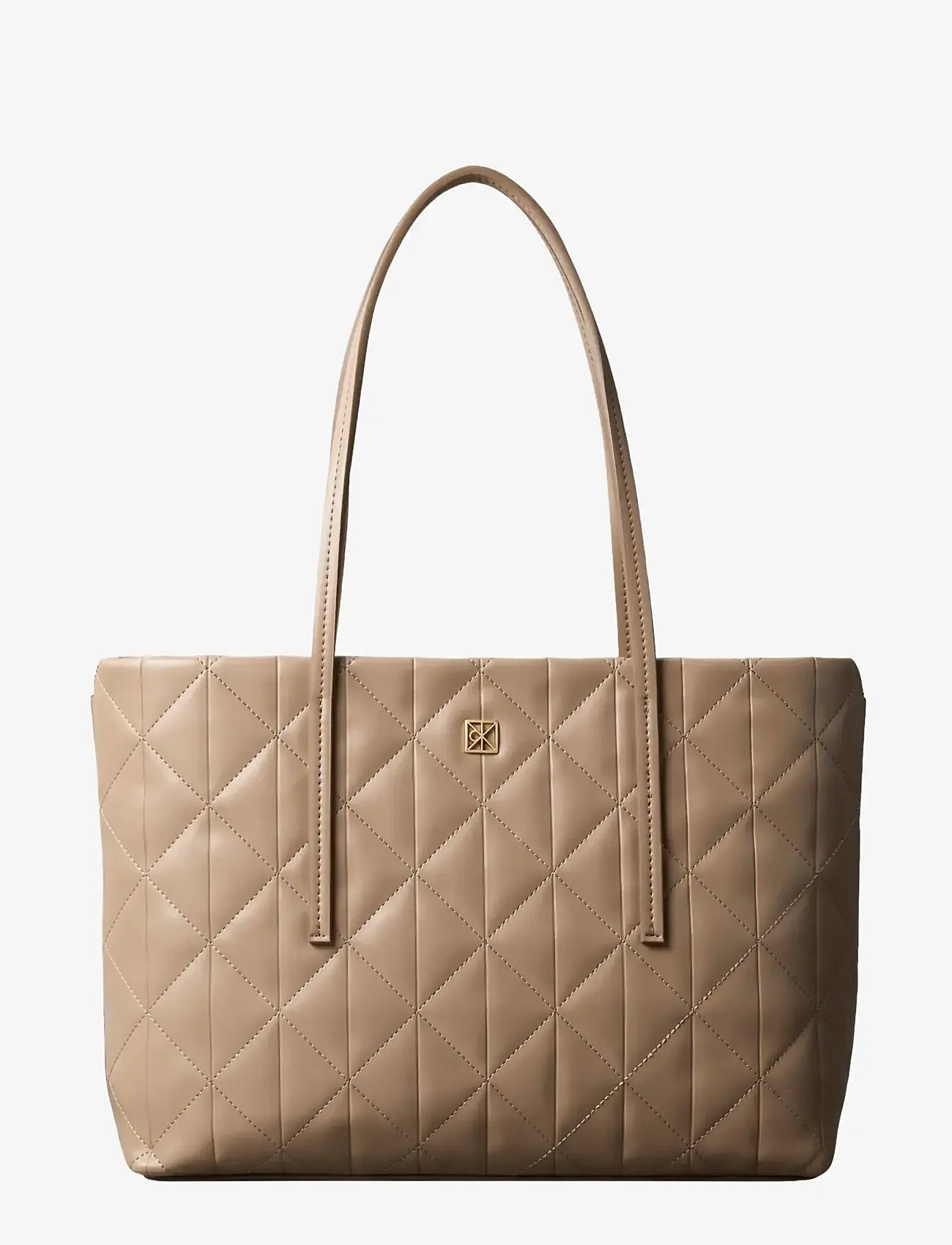 Calvin Klein - QUILTED SMALL TOTE - tote bags - desert taupe - 1