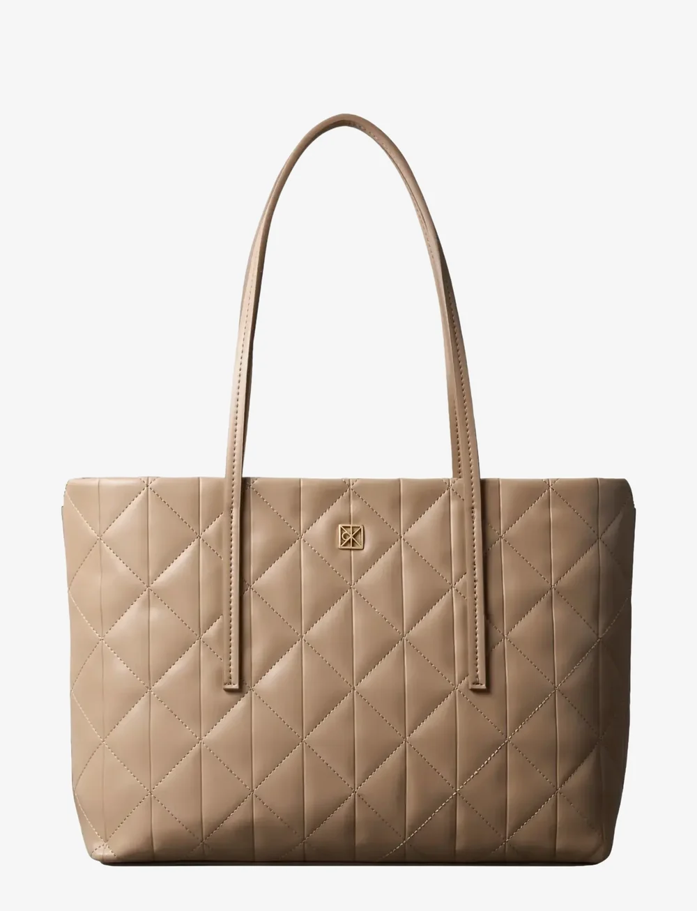 Calvin Klein - QUILTED SMALL TOTE - totes - desert taupe - 1